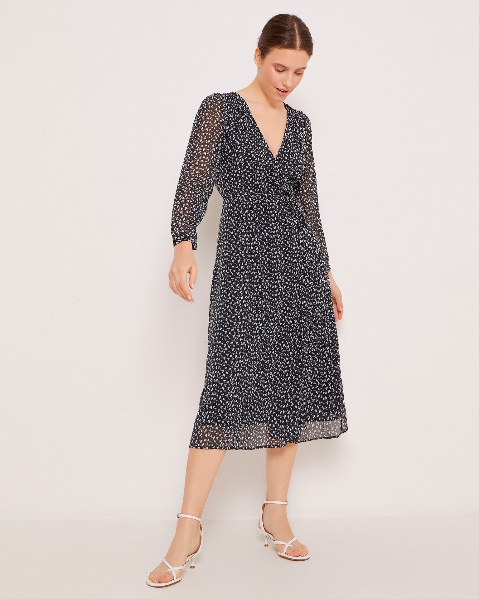 Black Wrap Dress, Black — photo 2
