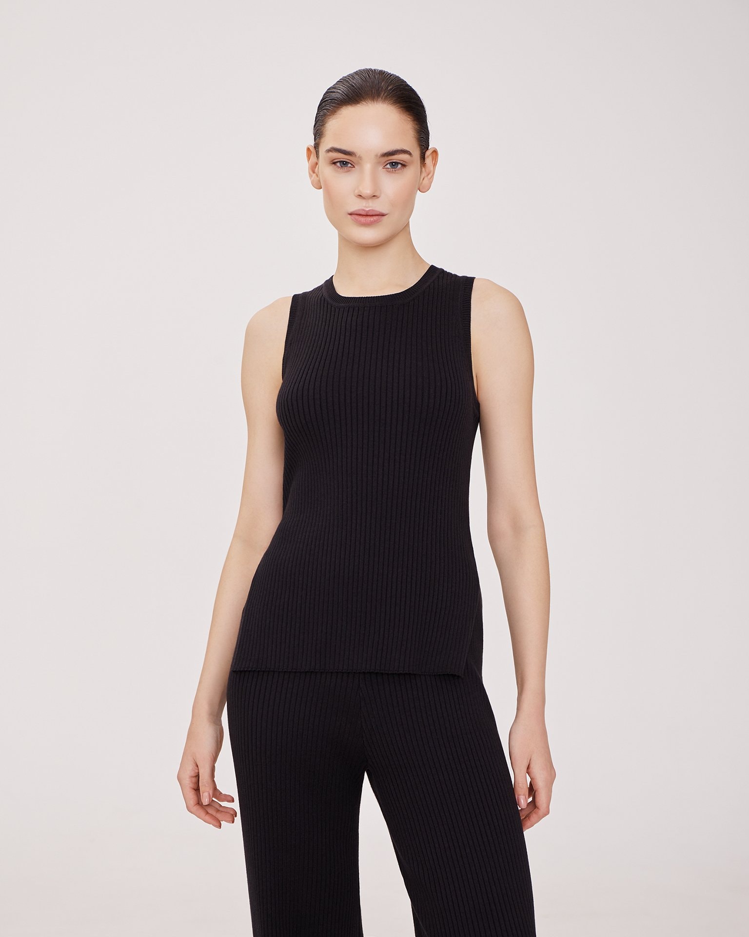 Trousers with side slits, Black — photo 6