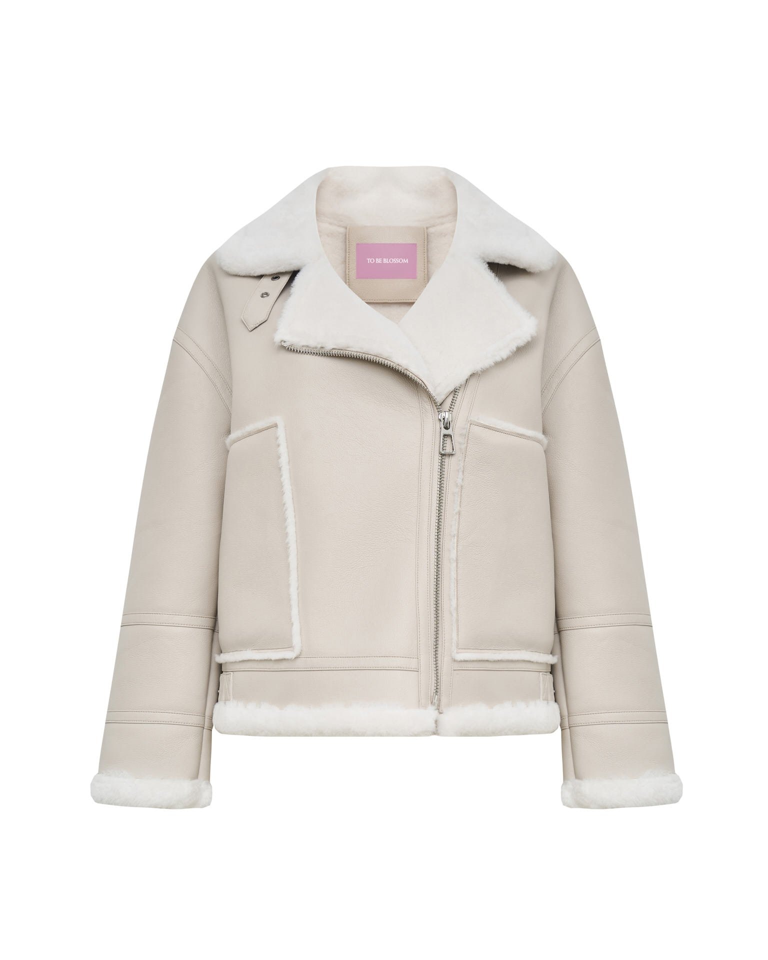 Faux shearling jacket, Beige — photo 9