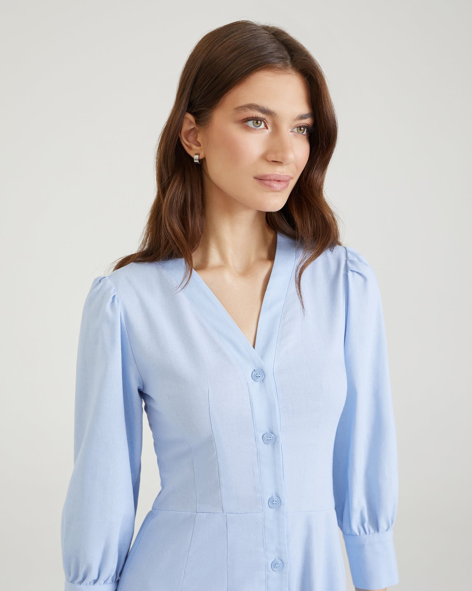 Fitted midi dress, Light Blue — photo 6