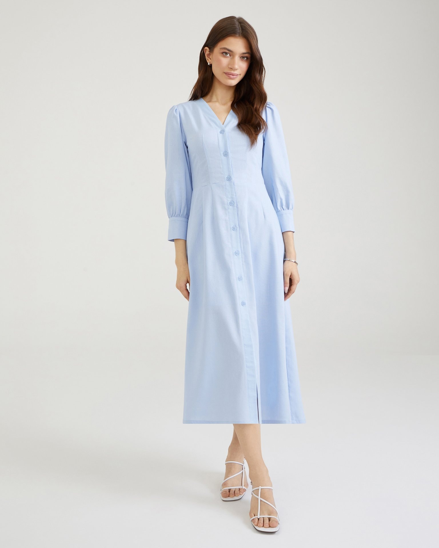 Fitted midi dress, Light Blue