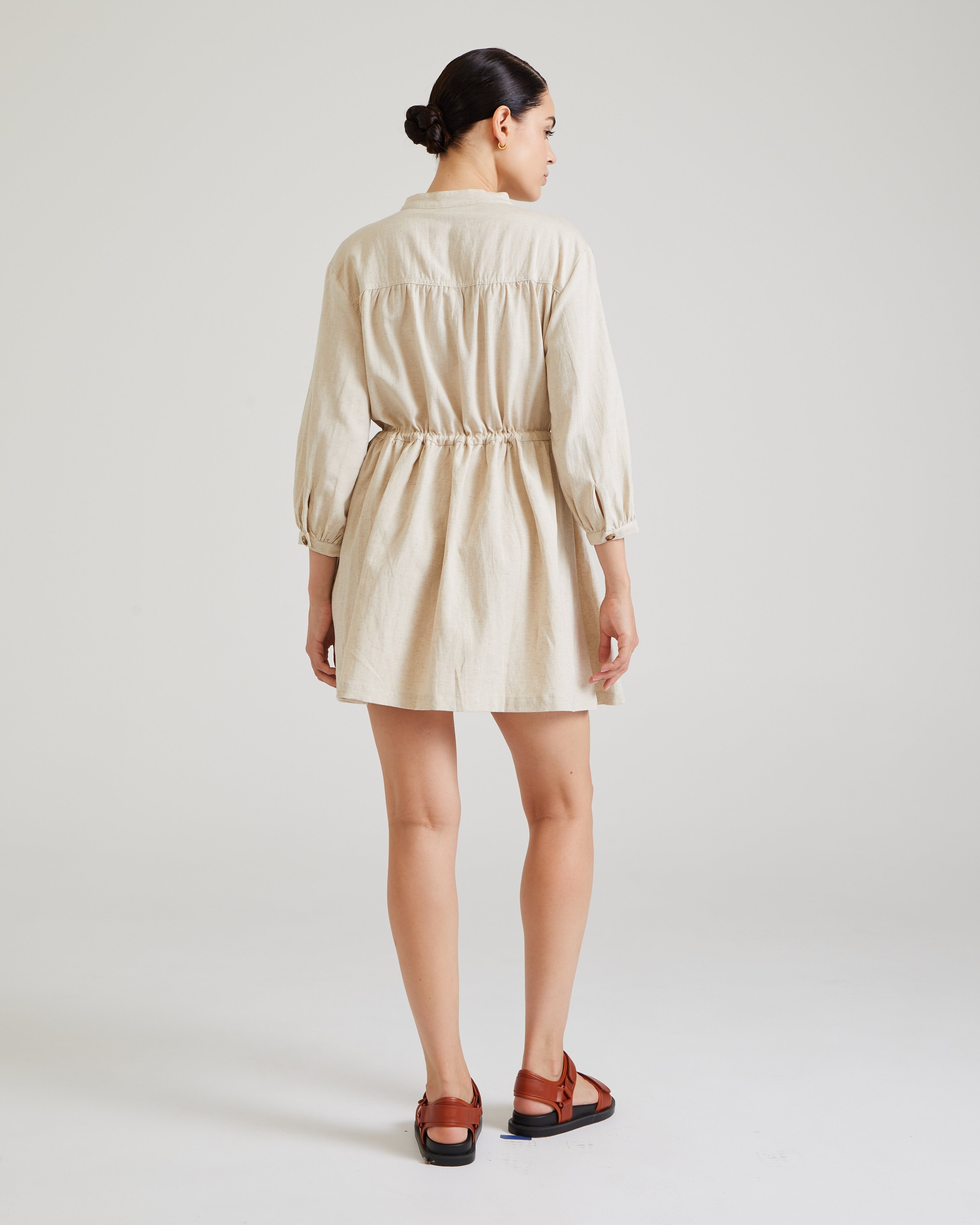 Linen shirt dress, Beige — photo 3