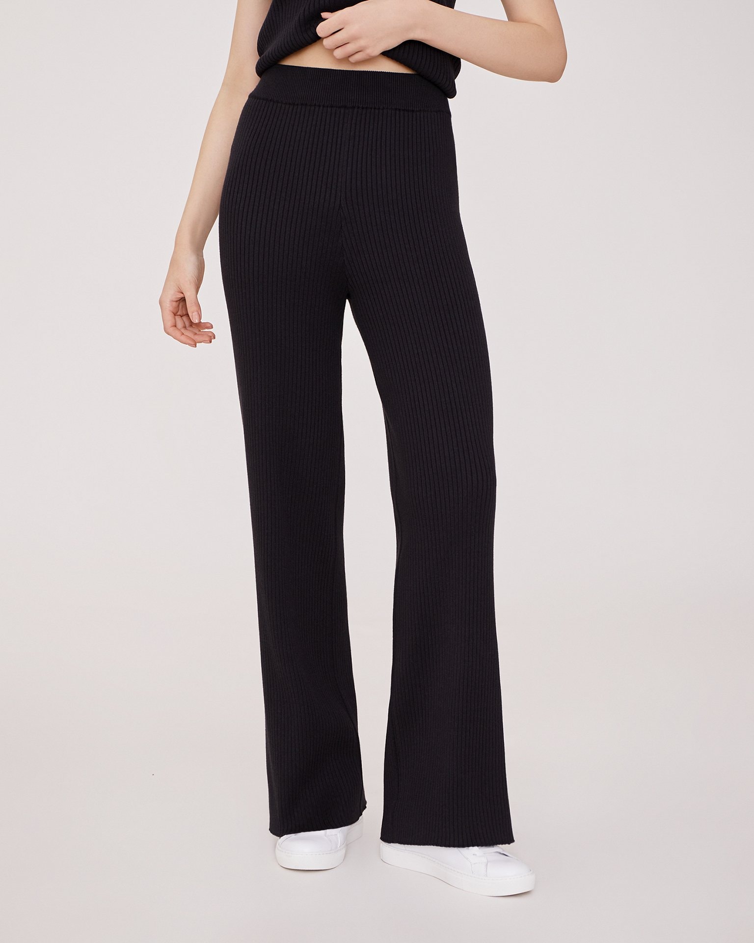 Trousers with side slits, Black — photo 7