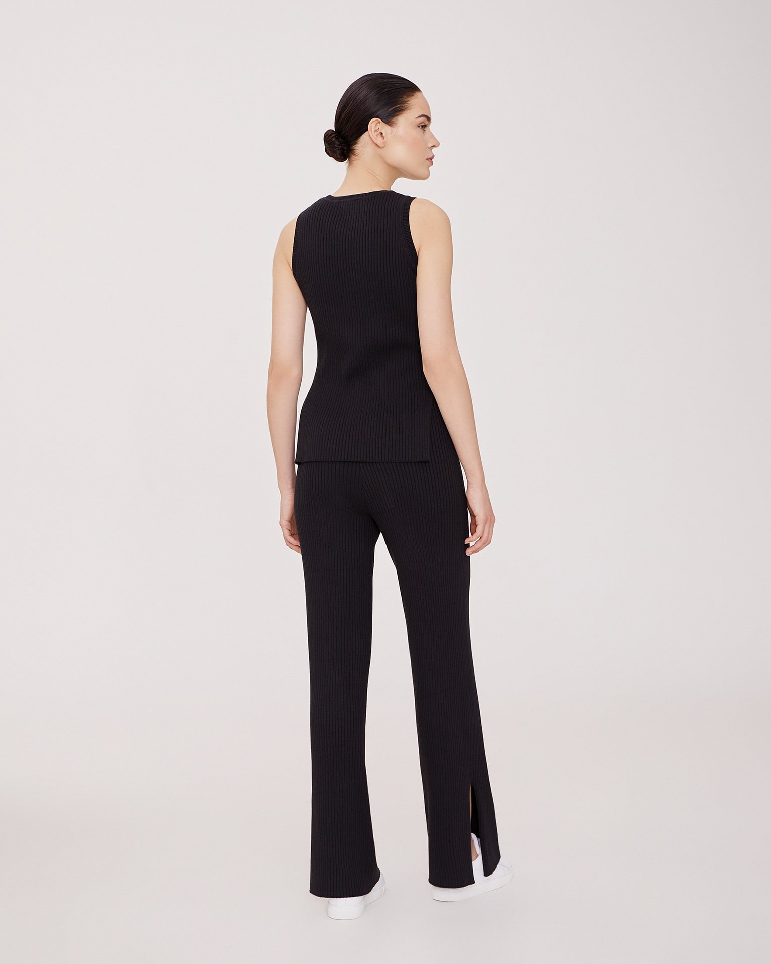 Trousers with side slits, Black — photo 3