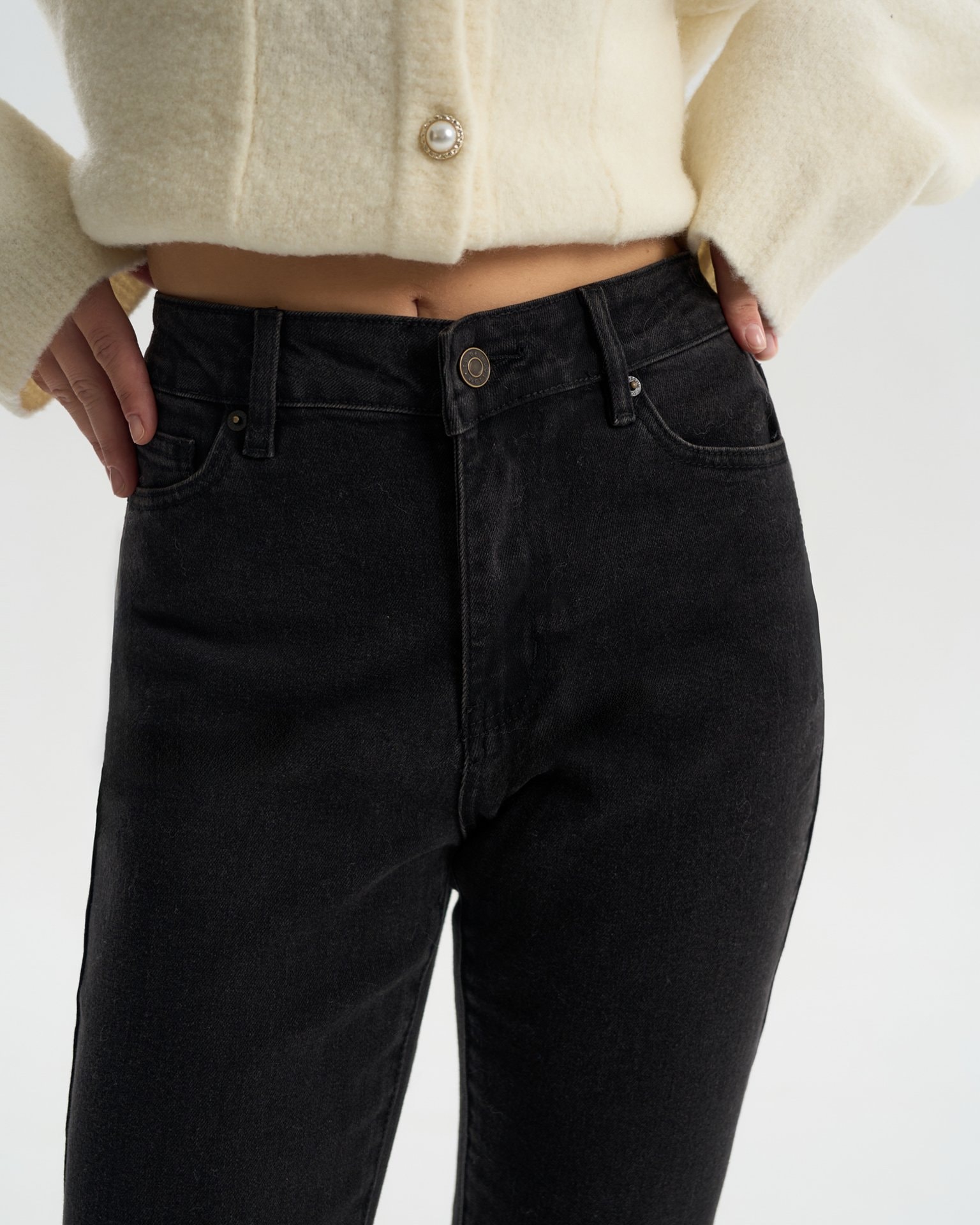 Black flared jeans, Black — photo 4