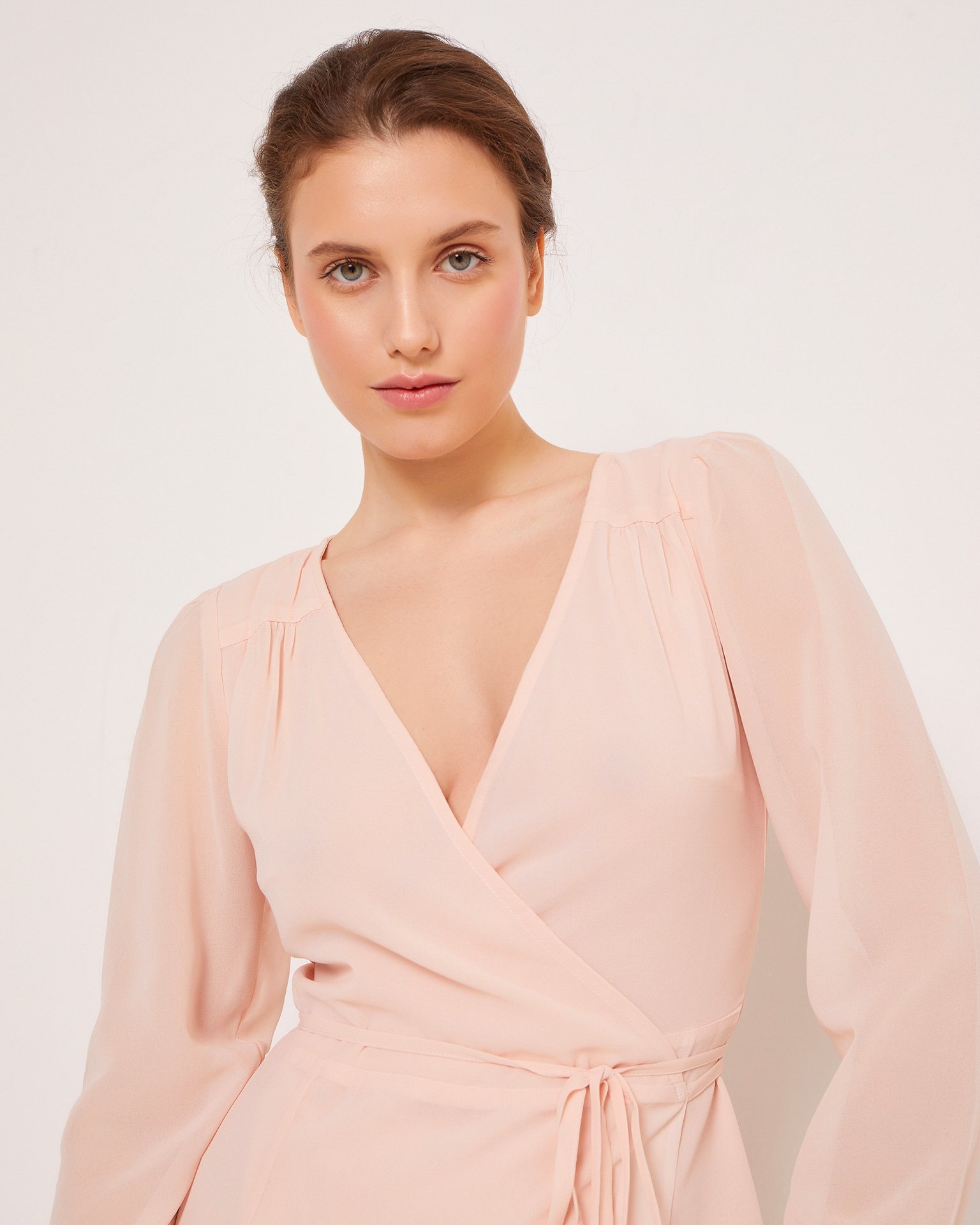 Mid-length wrap dress, Dusty pink — photo 5