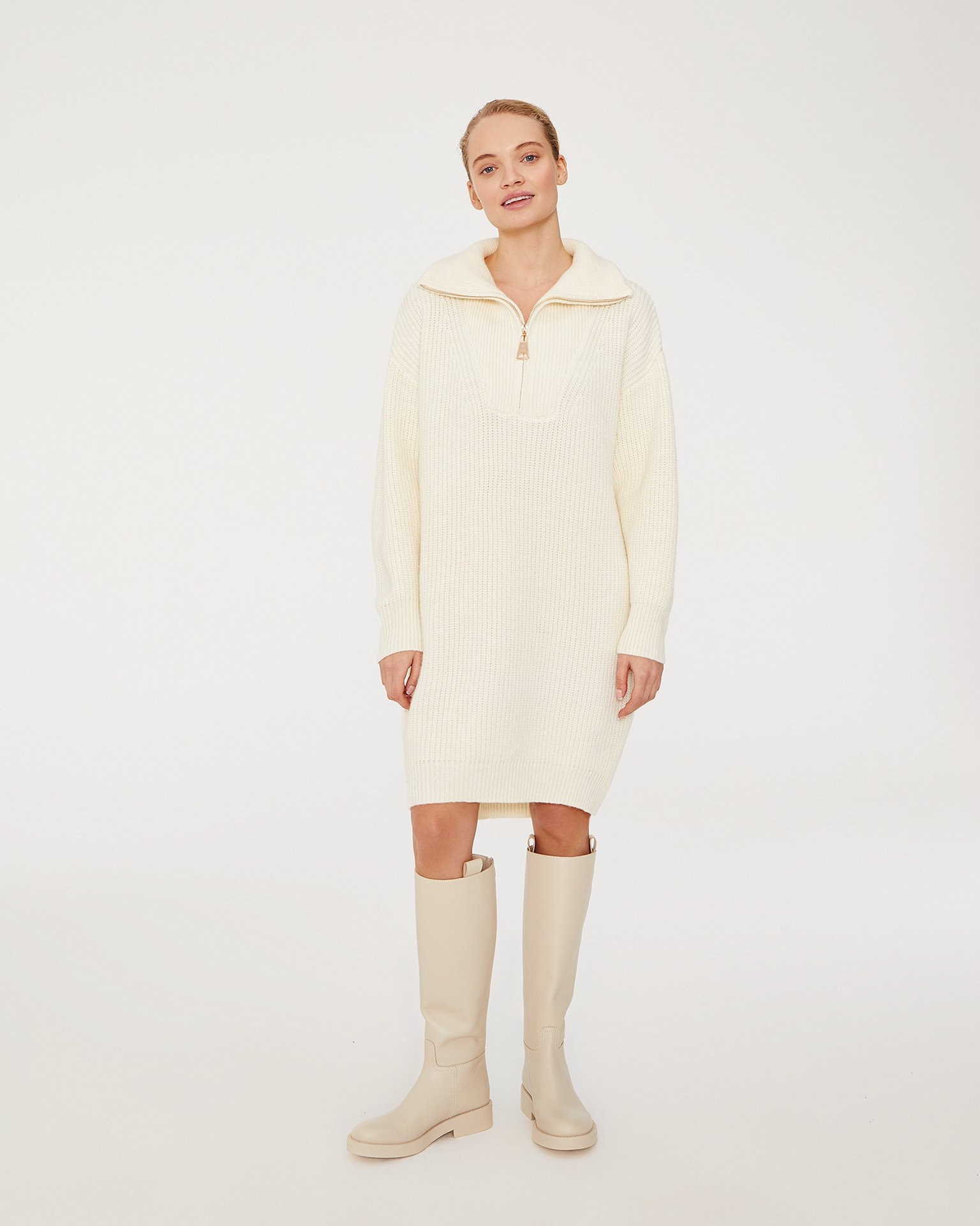 White knit dress, White — photo 2
