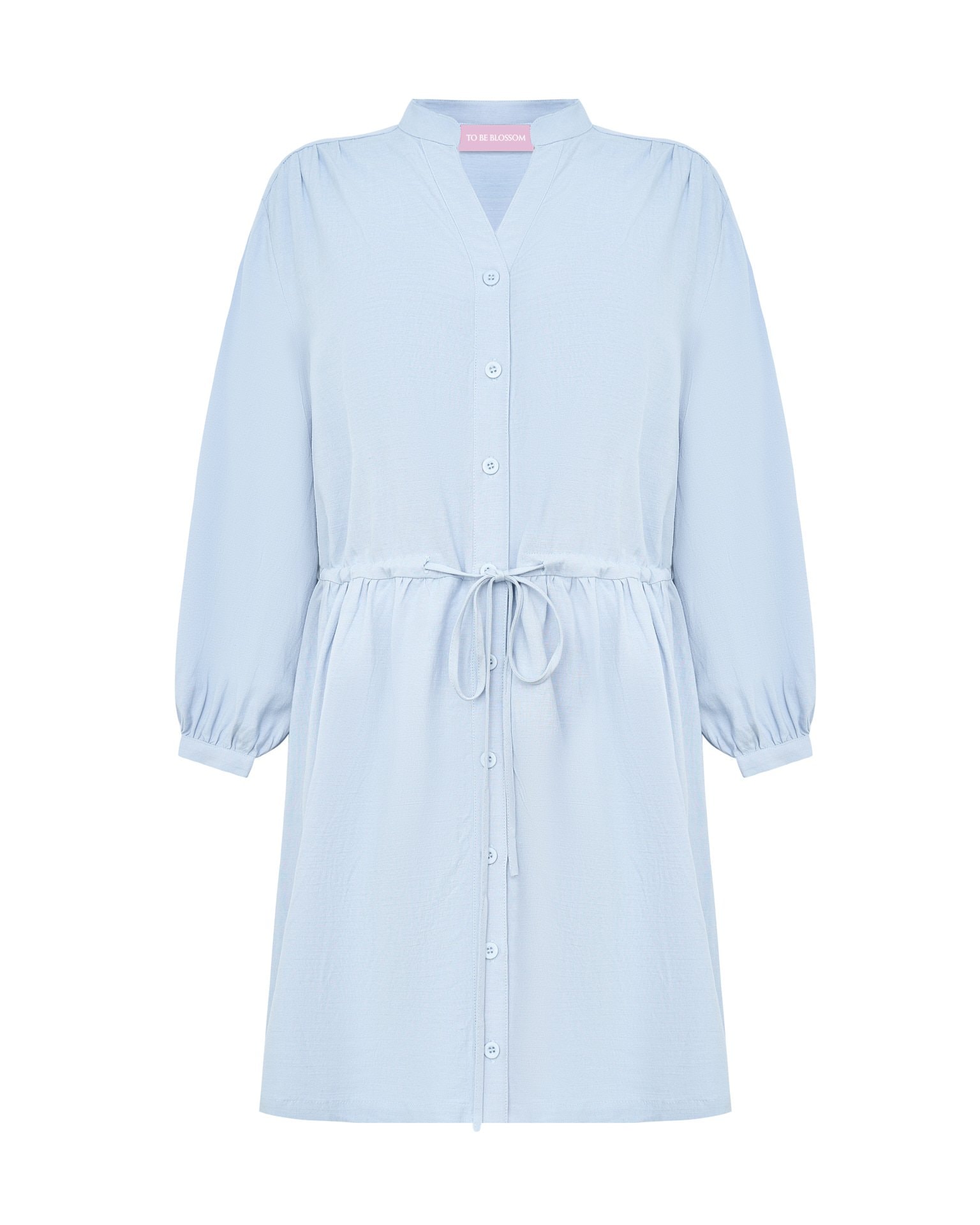 Linen Shirt Dress, Sky Blue — photo 6