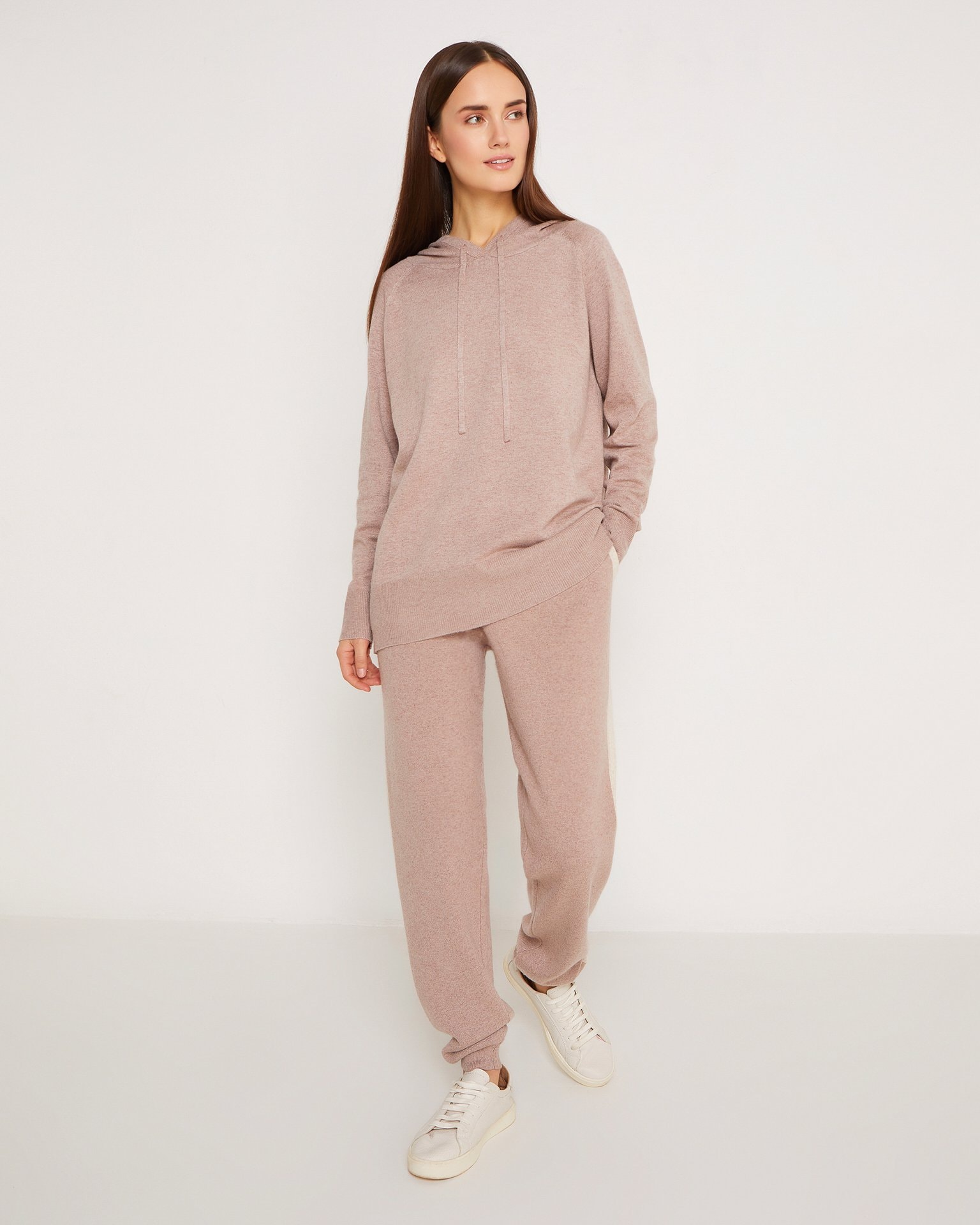 Trouser set with a hoodie, Brown — photo 2