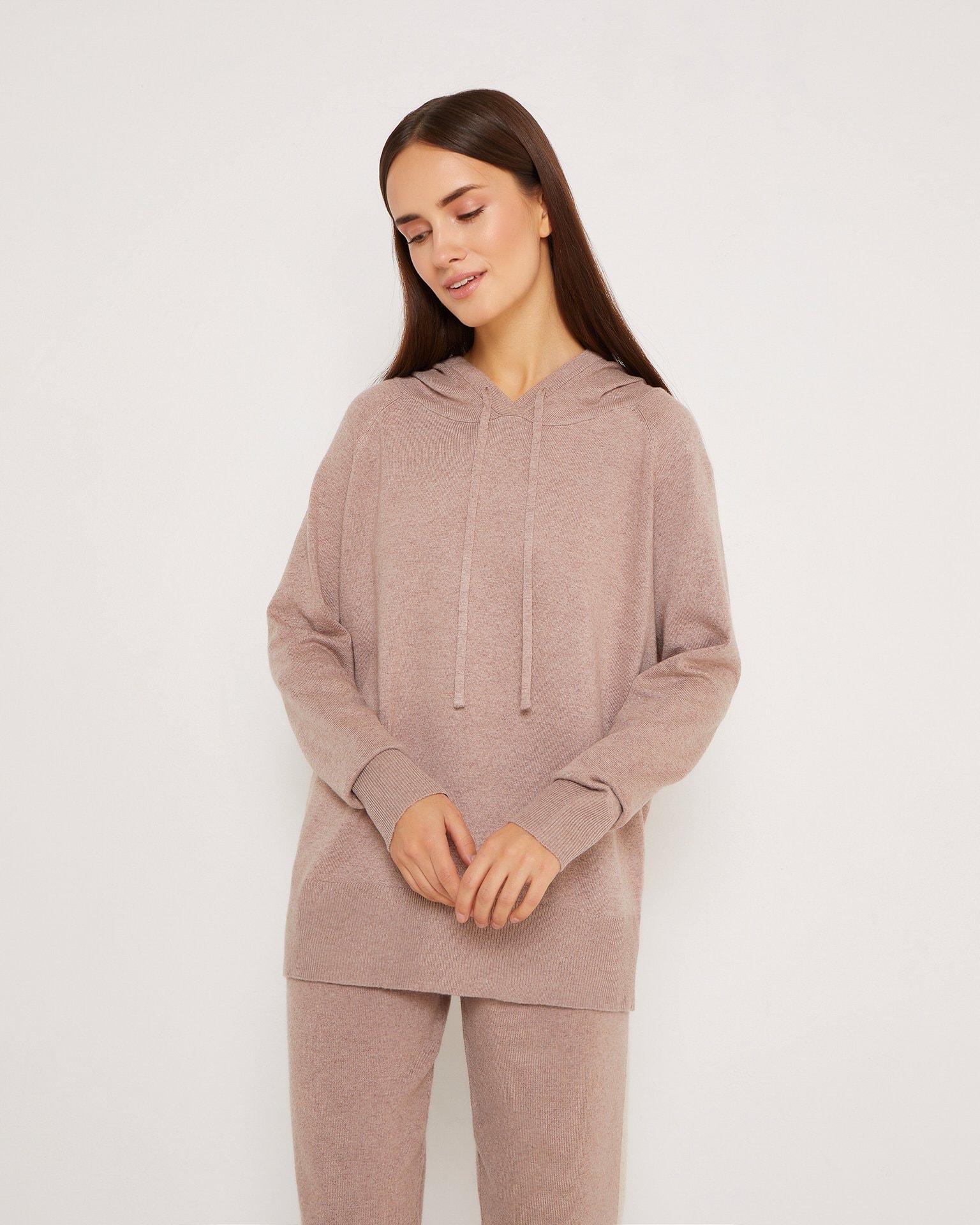 Trouser set with a hoodie, Brown — photo 6