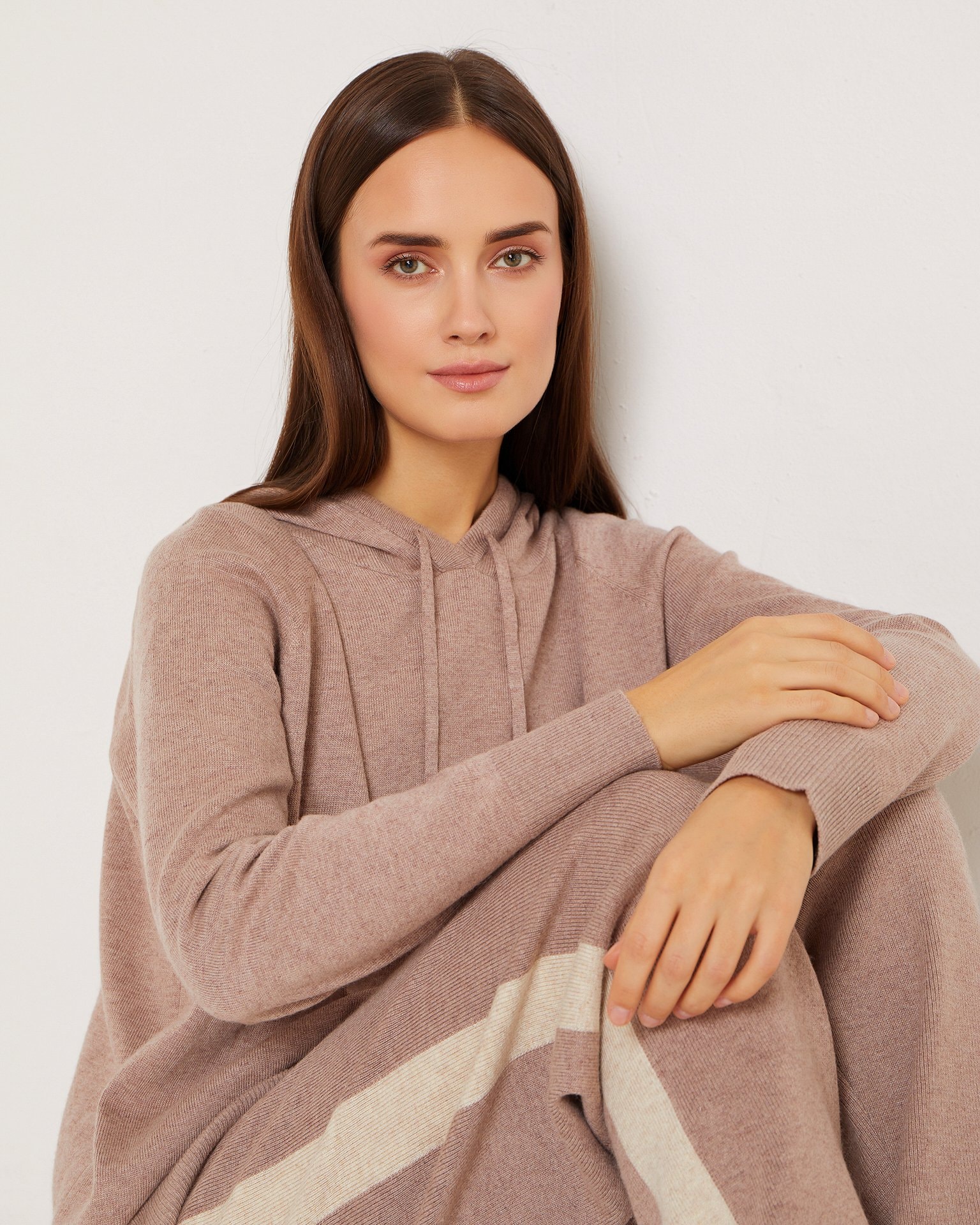 Trouser set with a hoodie, Brown — photo 5