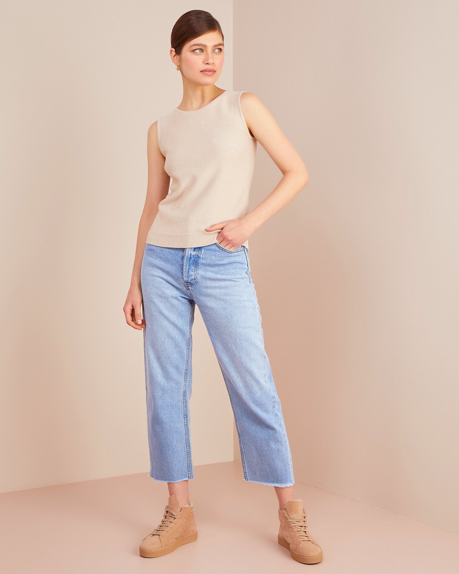 Sequin top, Beige — photo 2