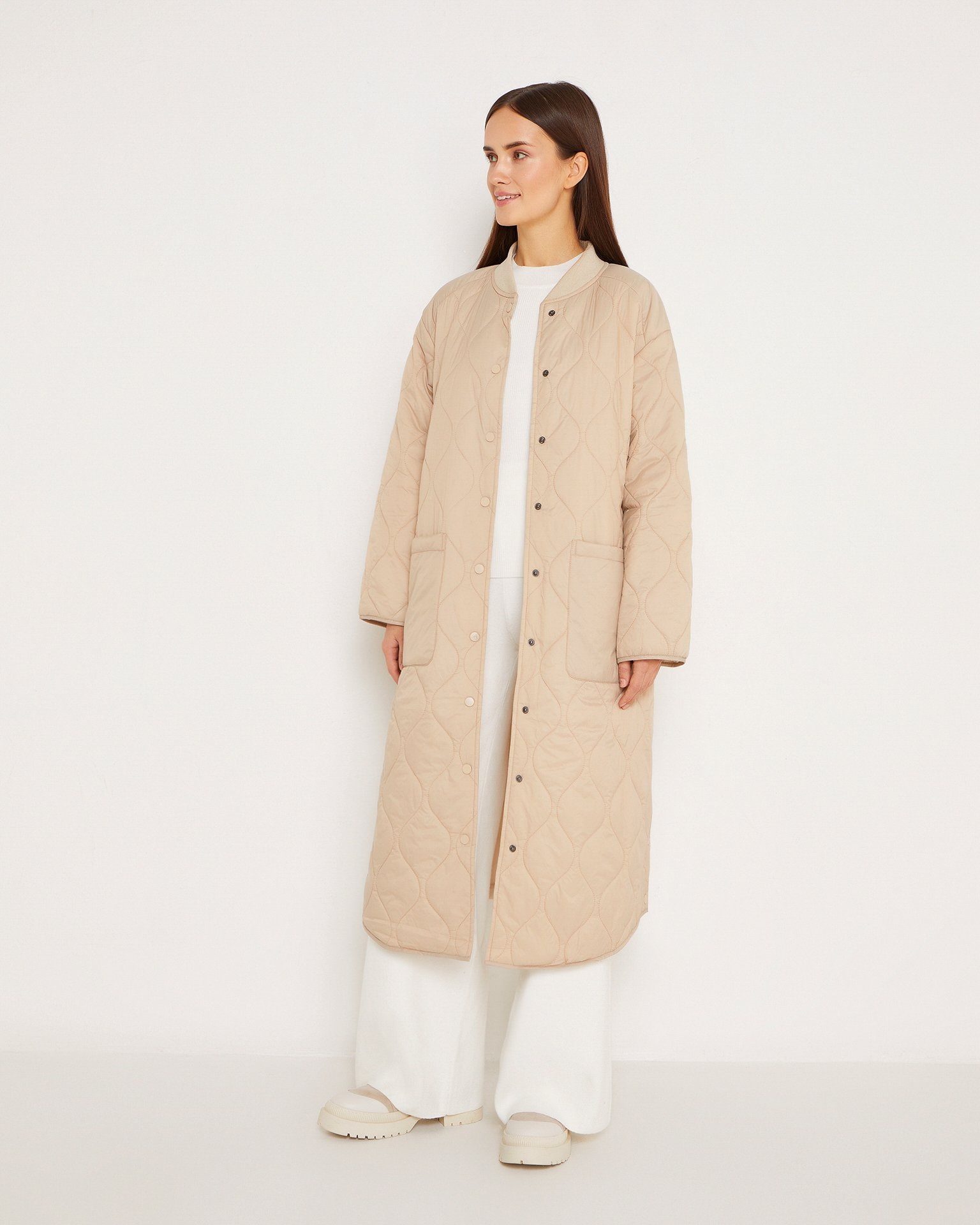 Coat with patch pockets, Beige — photo 5