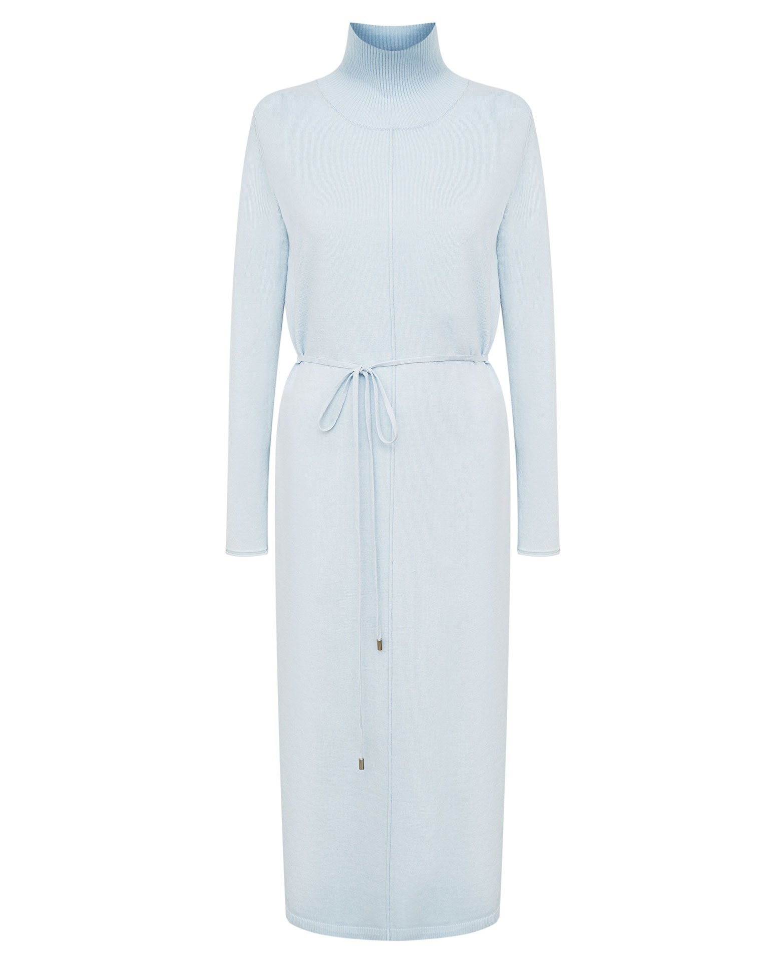 Dress with a stand-up collar, Blue — photo 6