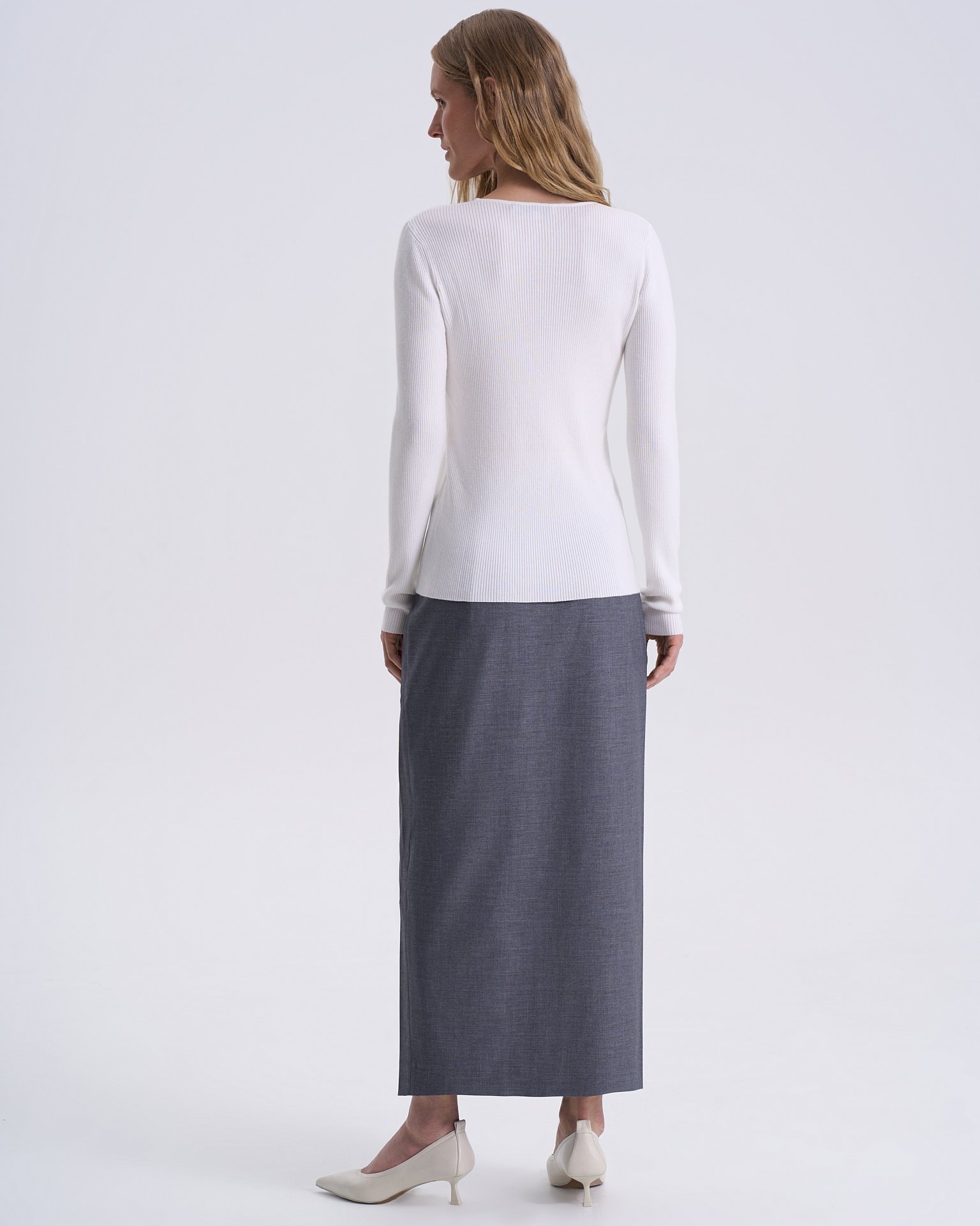 Fitted knitted cardigan, White — photo 3