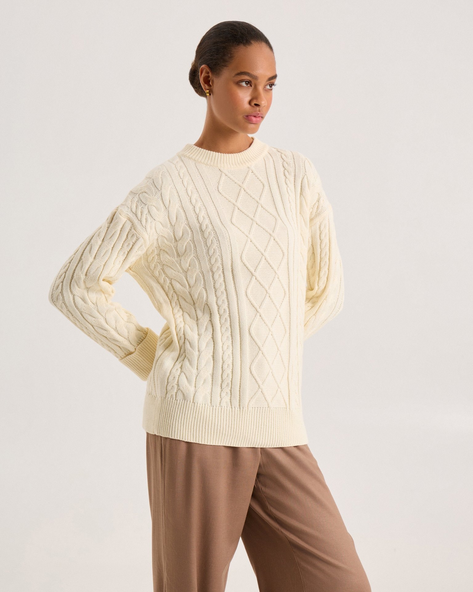 Textured jumper in cream, Milk