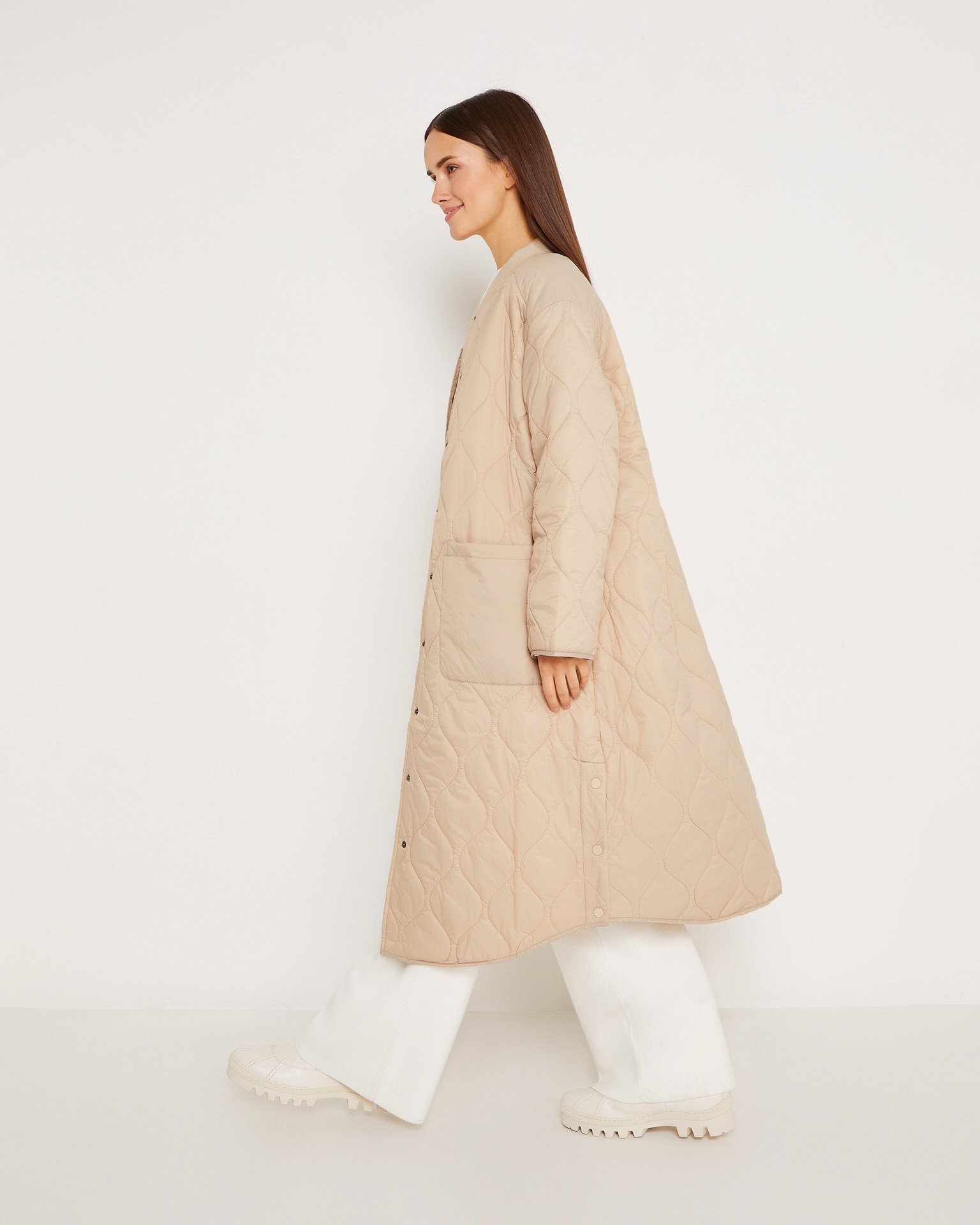 Coat with patch pockets, Beige