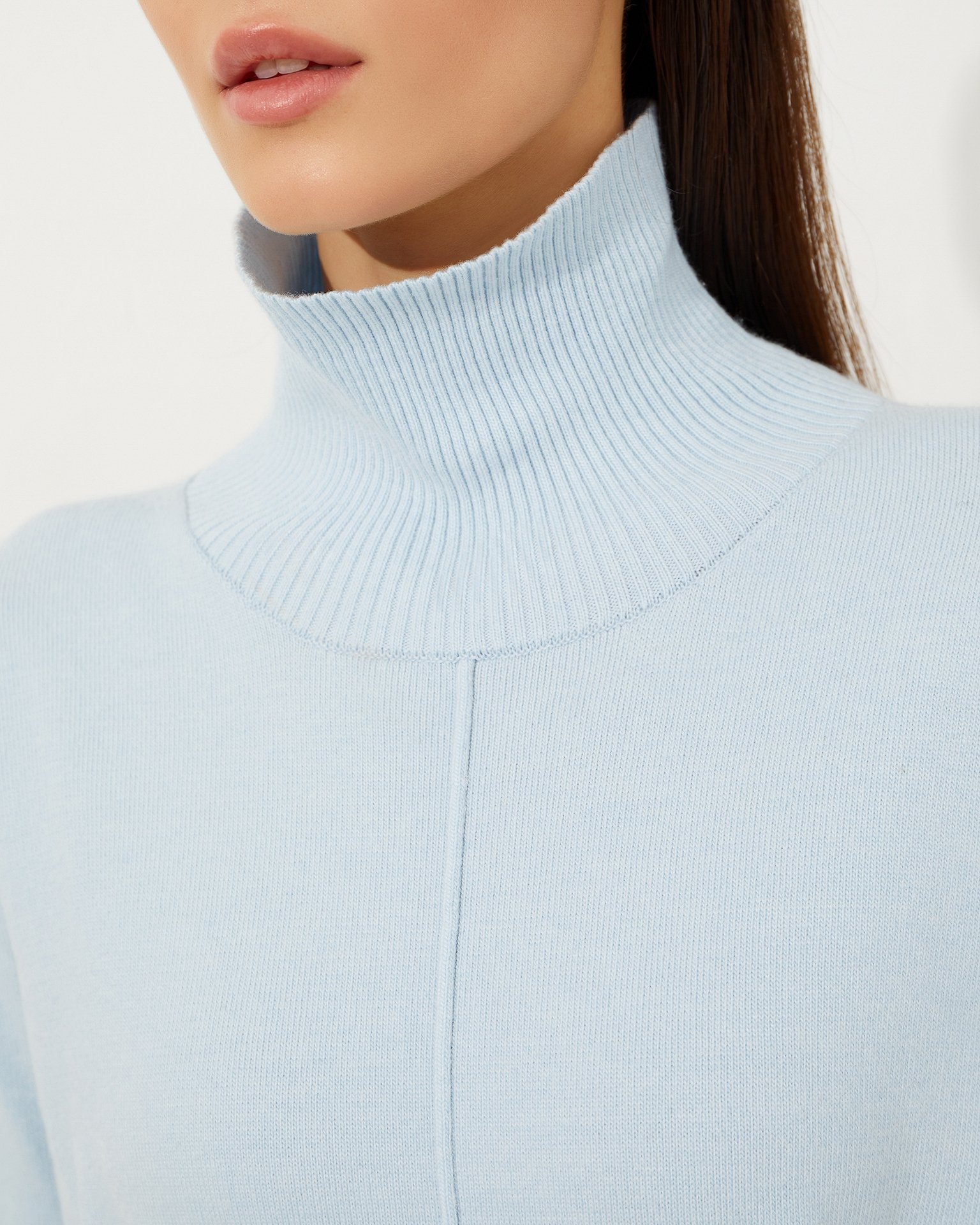 Dress with a stand-up collar, Blue — photo 5