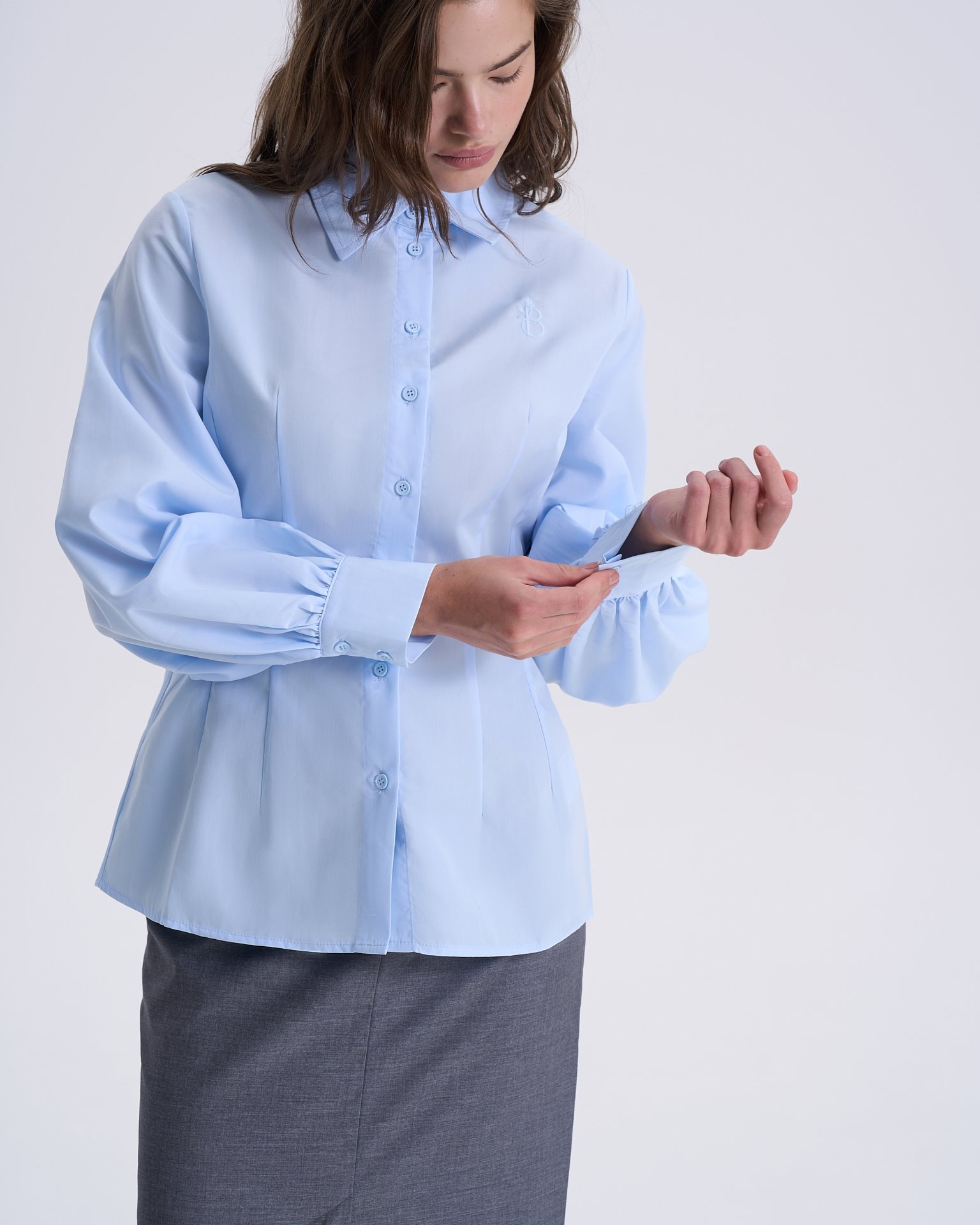 Shirt with voluminous sleeves, Sky Blue