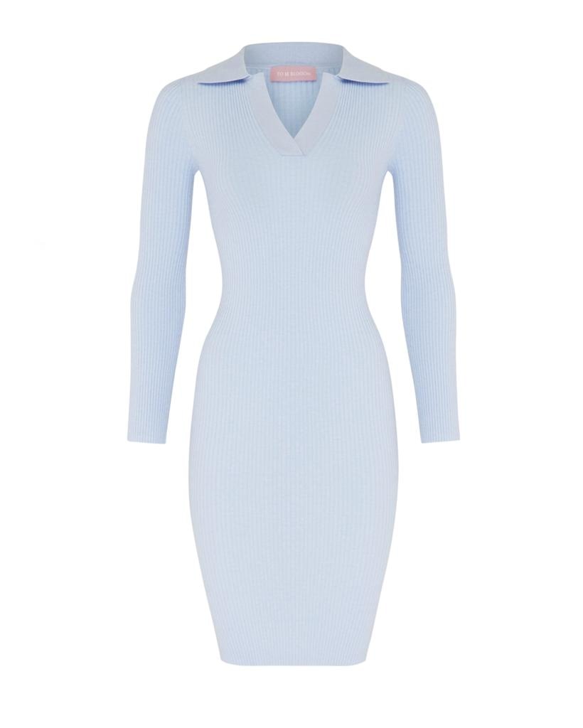 A blue dress with a V-neck