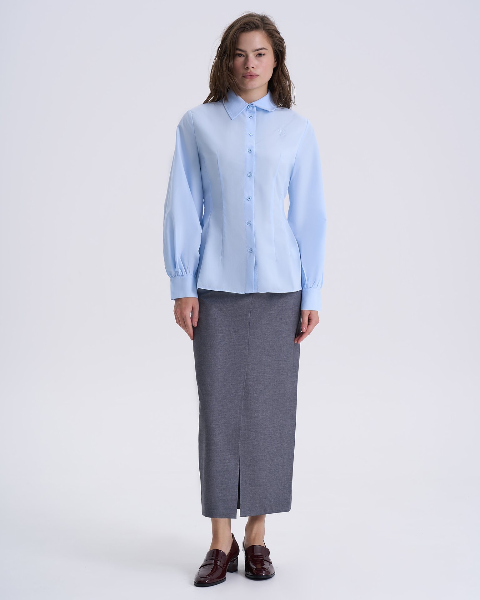 Shirt with voluminous sleeves, Sky Blue — photo 5
