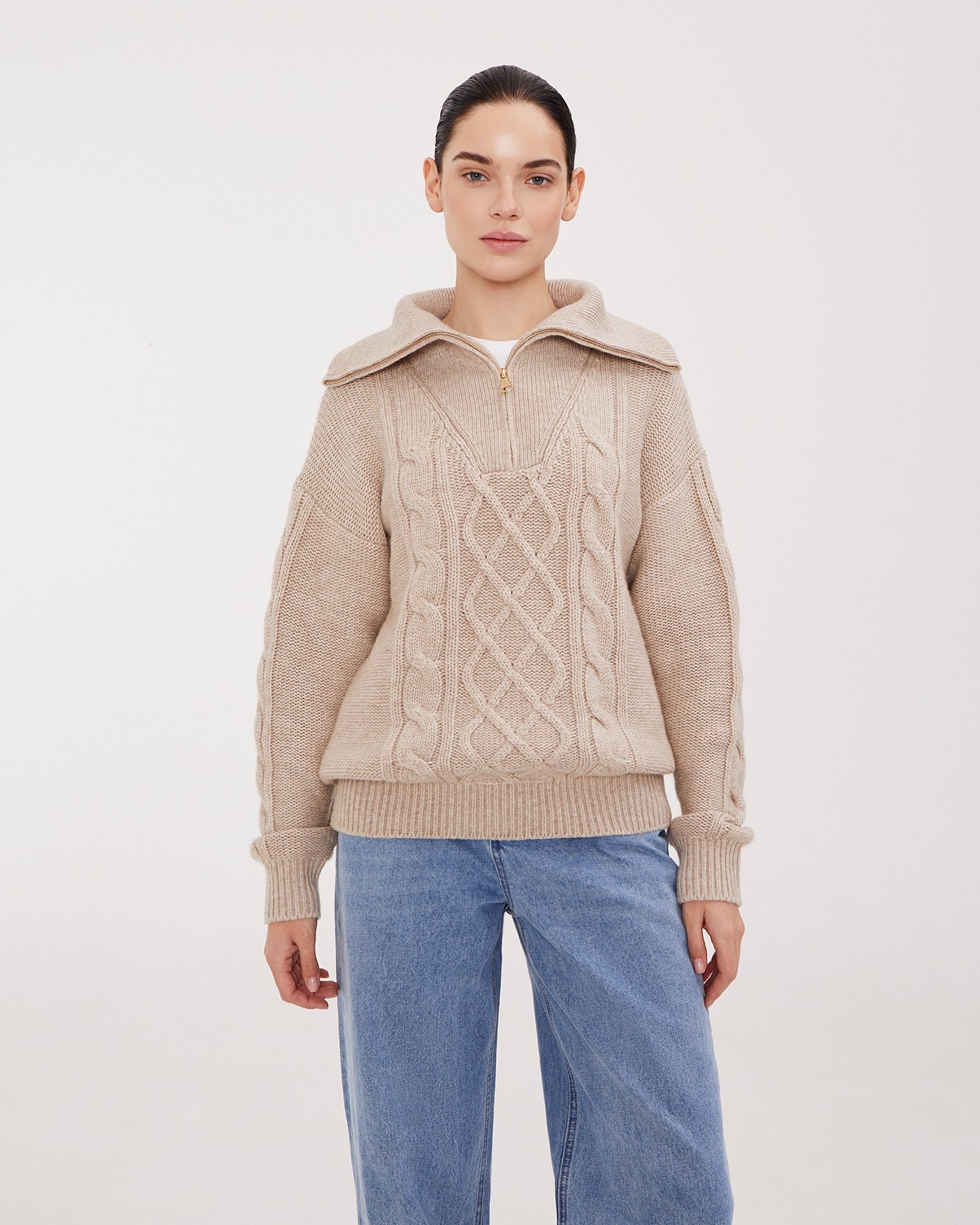 Beige Jumper with Pattern, Beige — photo 2