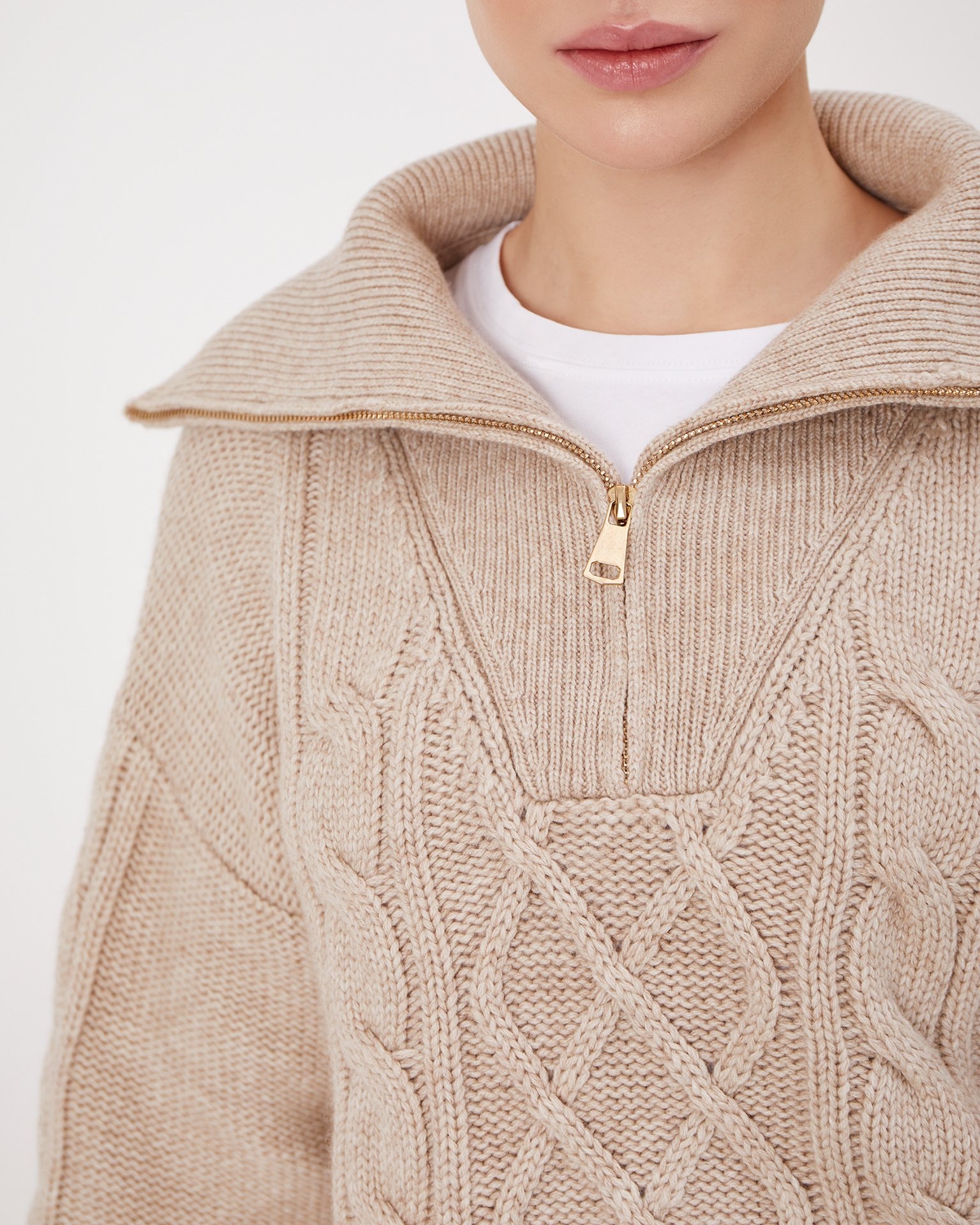Beige Jumper with Pattern, Beige — photo 3