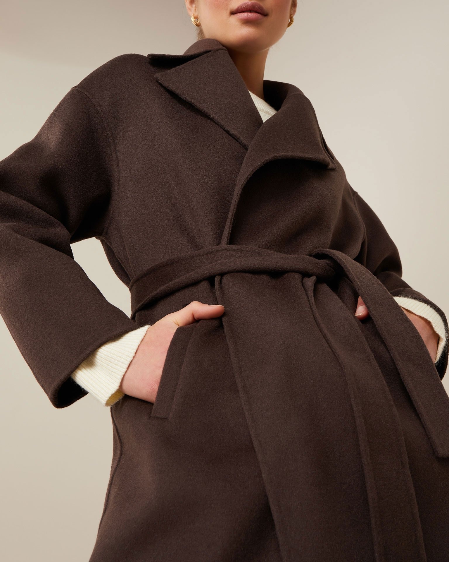 Wool coat with belt, Brown — photo 5