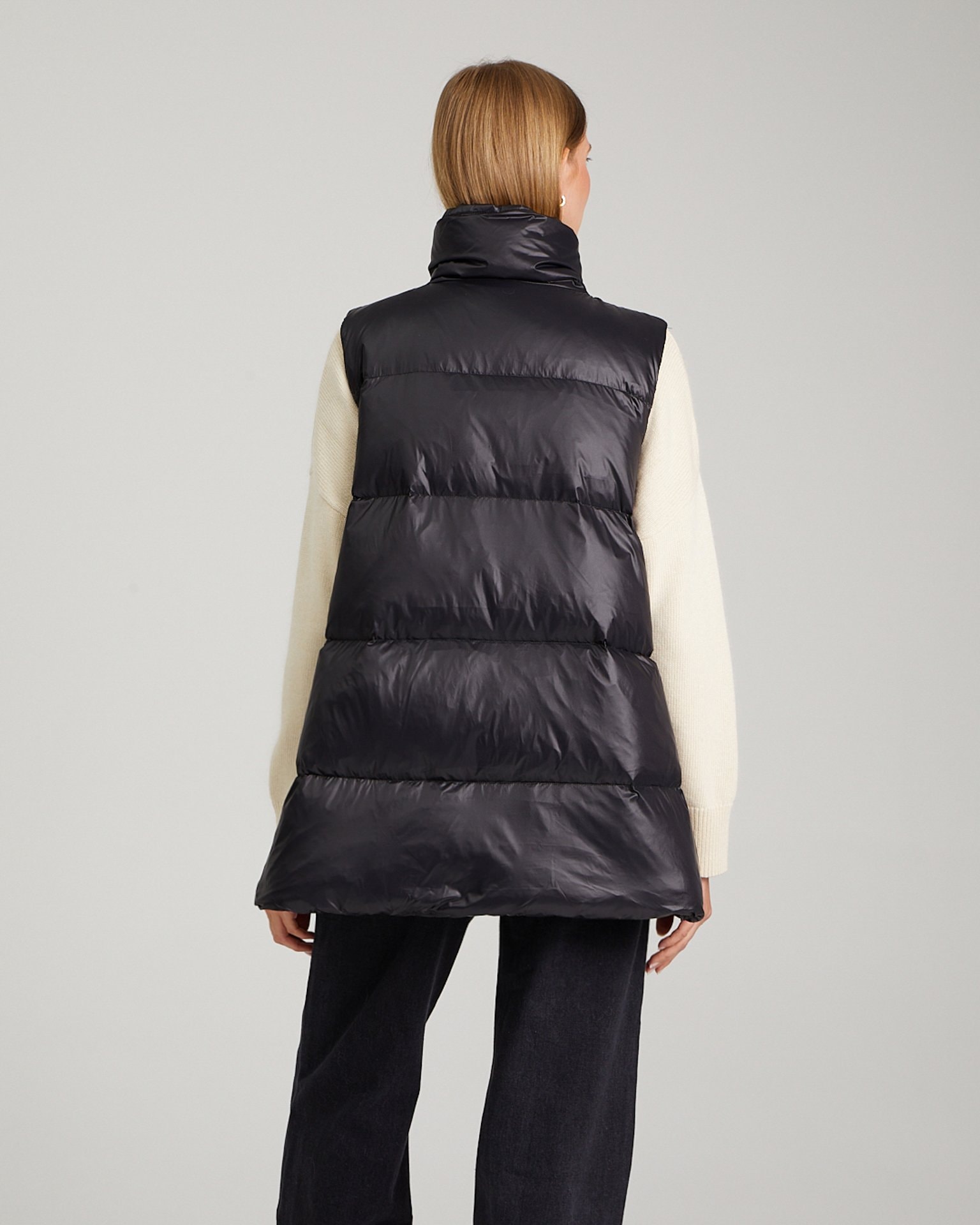Insulated vest with a stand-up collar, Black — photo 3