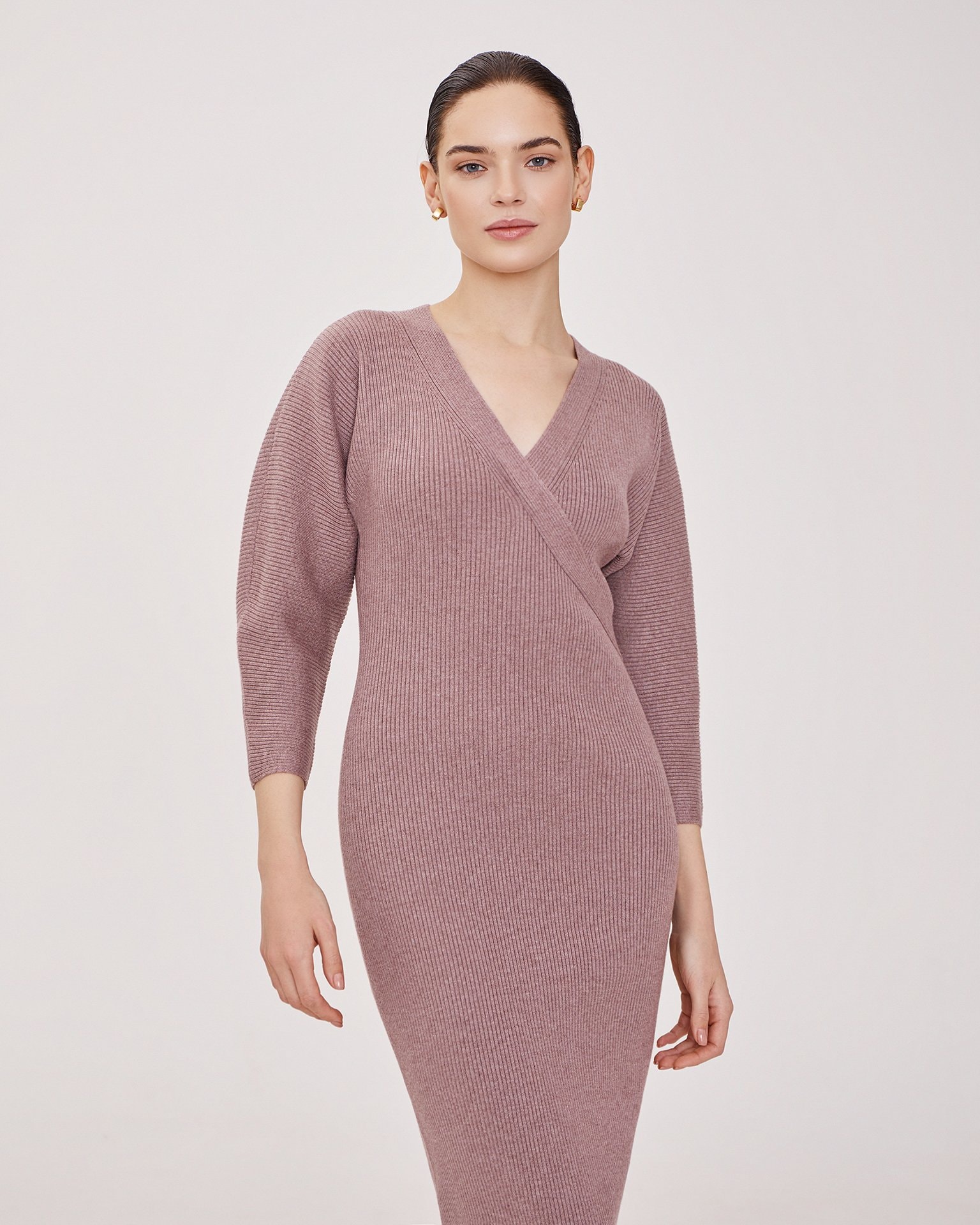 Wrap dress, Grey-Brown