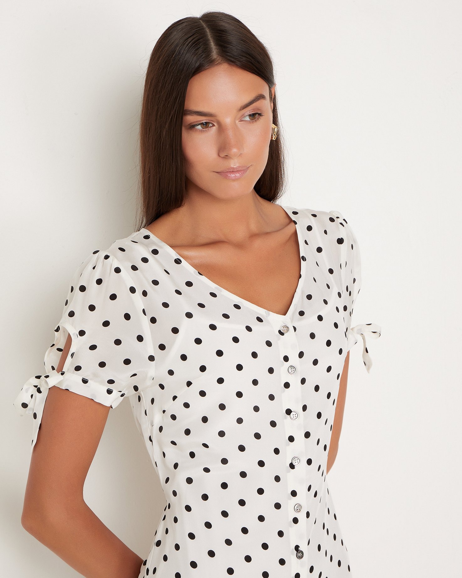 100% Silk Dress, White — photo 6