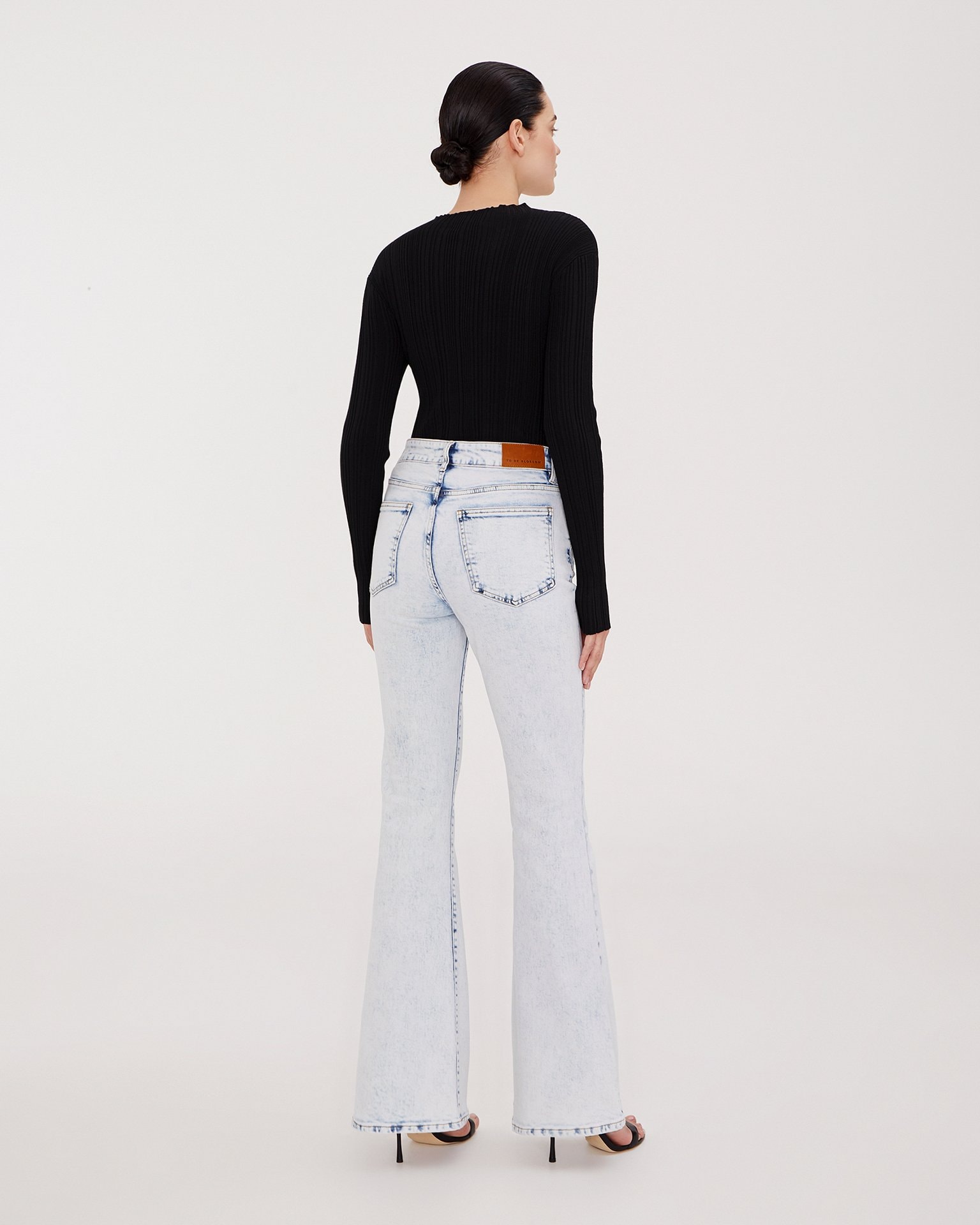 Light blue flared jeans, White — photo 3