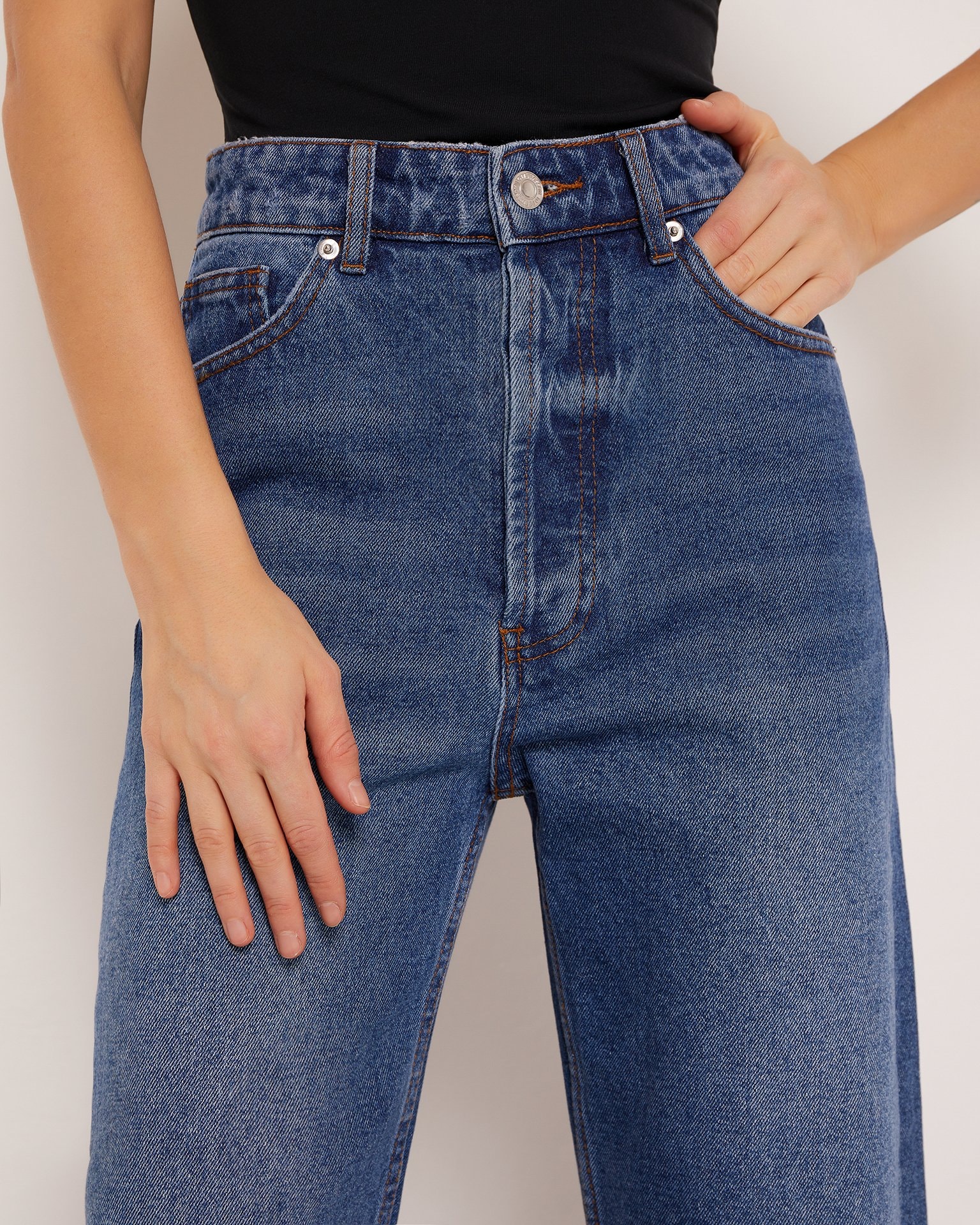 Cropped wide-leg jeans, Blue — photo 5