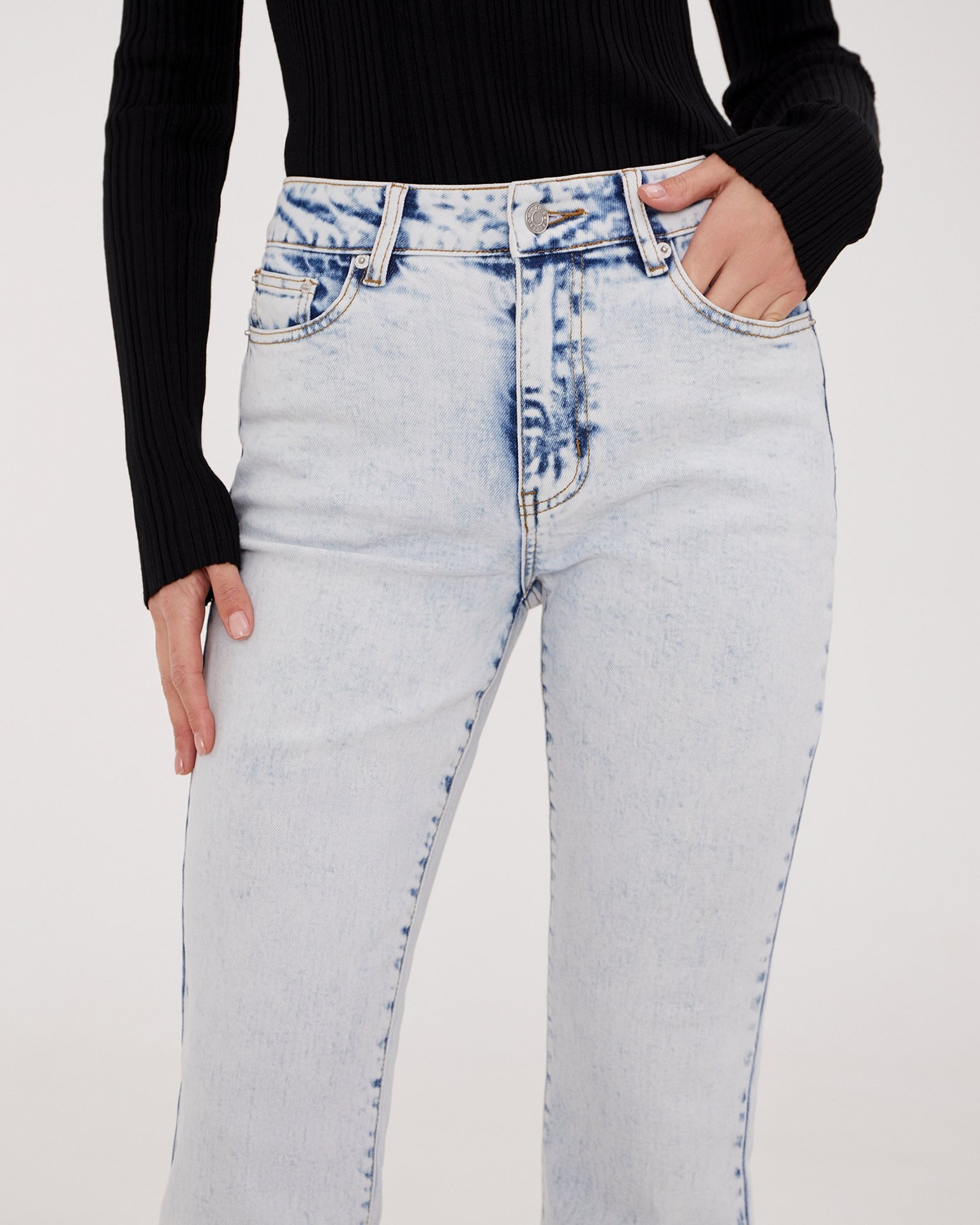 Light blue flared jeans, White — photo 4