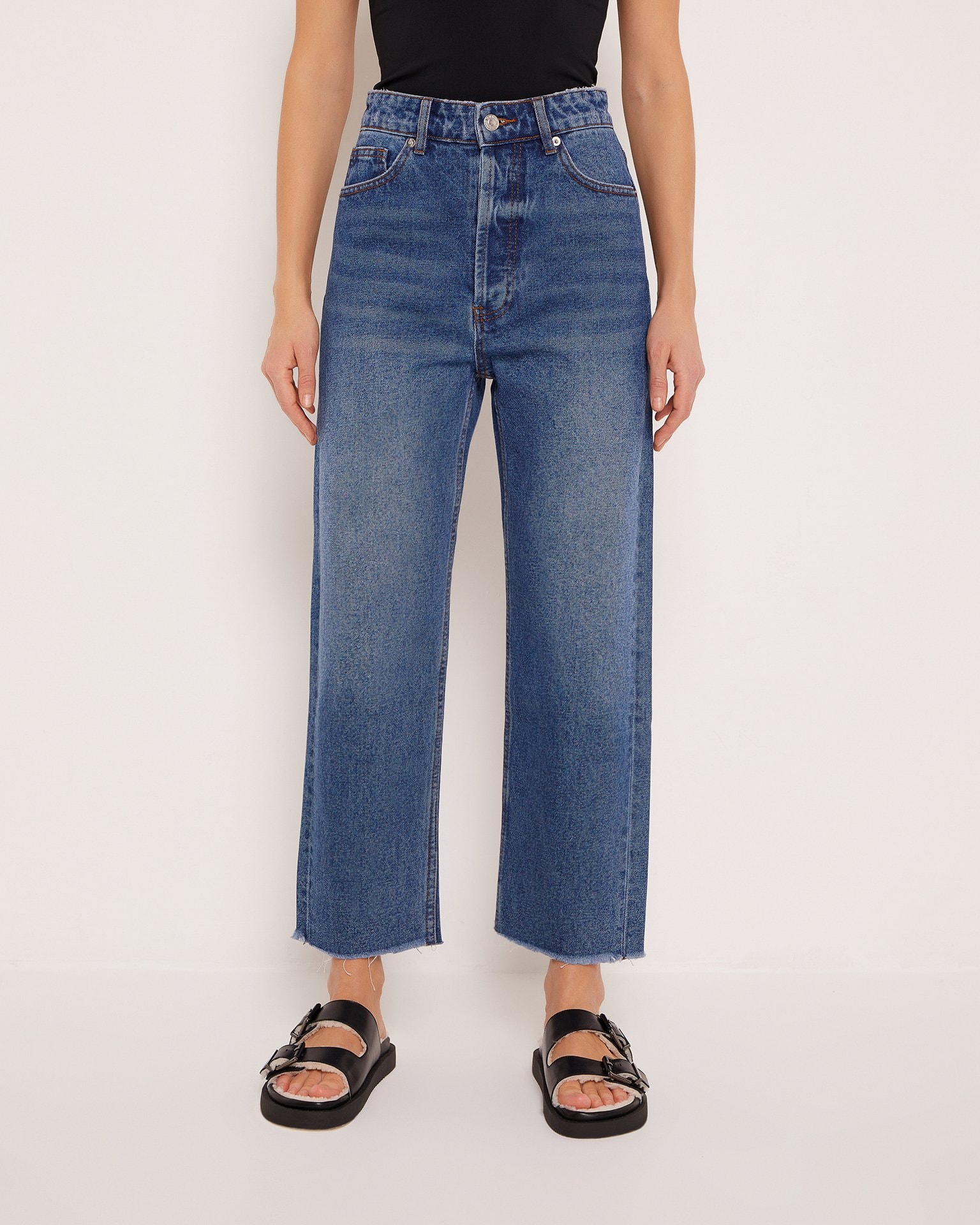 Cropped wide-leg jeans, Blue — photo 2
