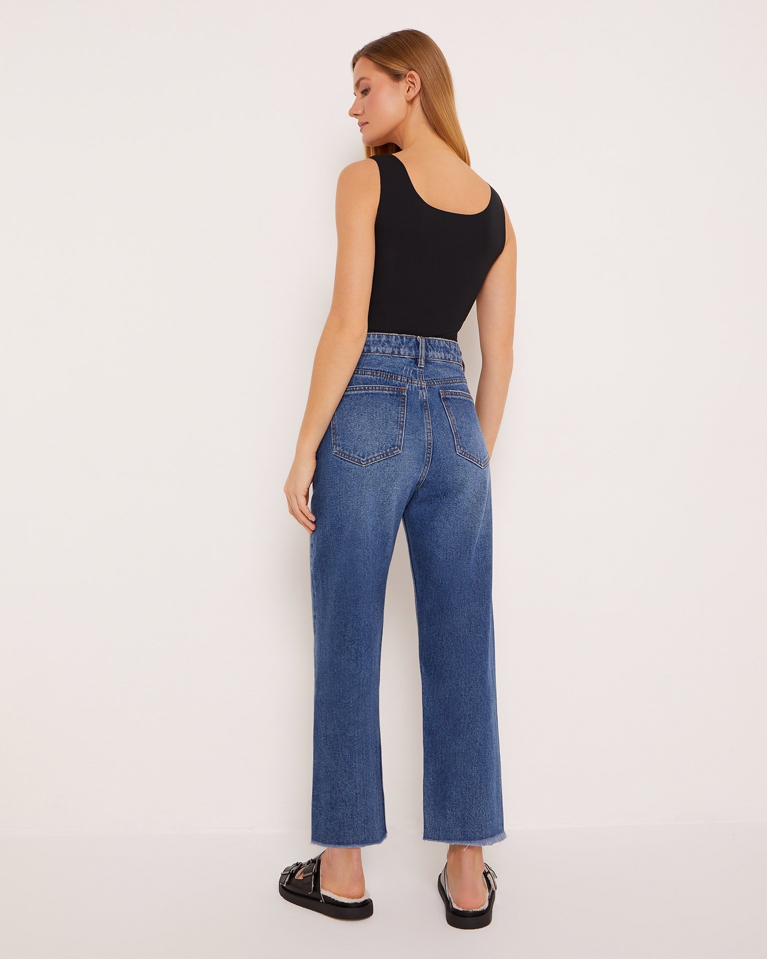 Cropped wide-leg jeans, Blue — photo 4