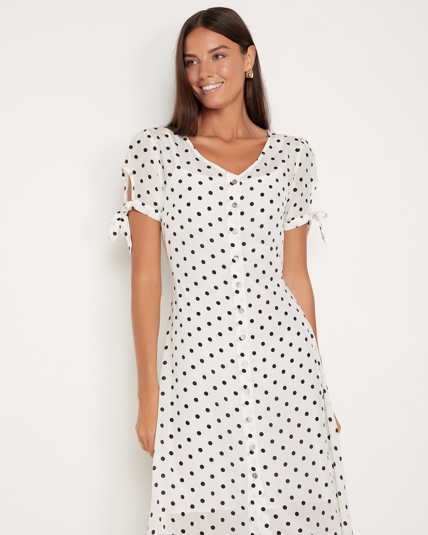 100% Silk Dress, White — photo 5