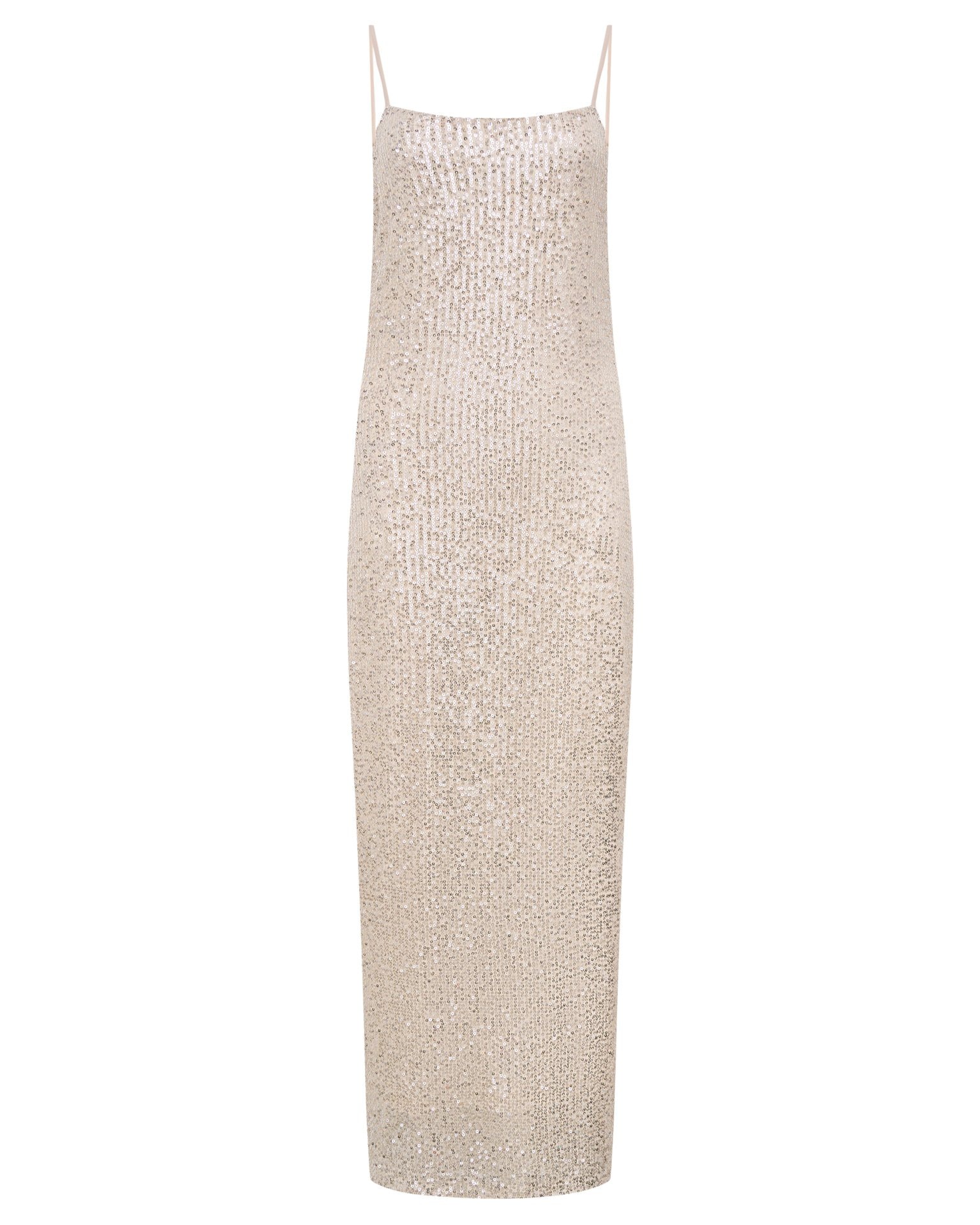 Sequin Midi Dress, Beige — photo 8