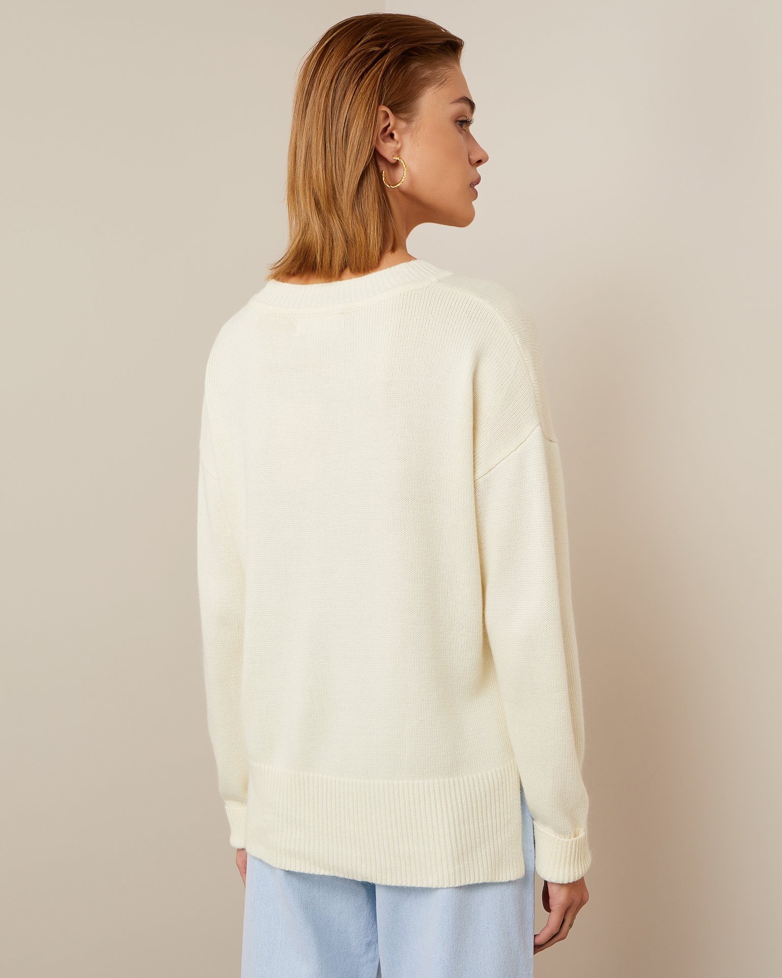 Cashmere and angora wool sweater, Milky — photo 3