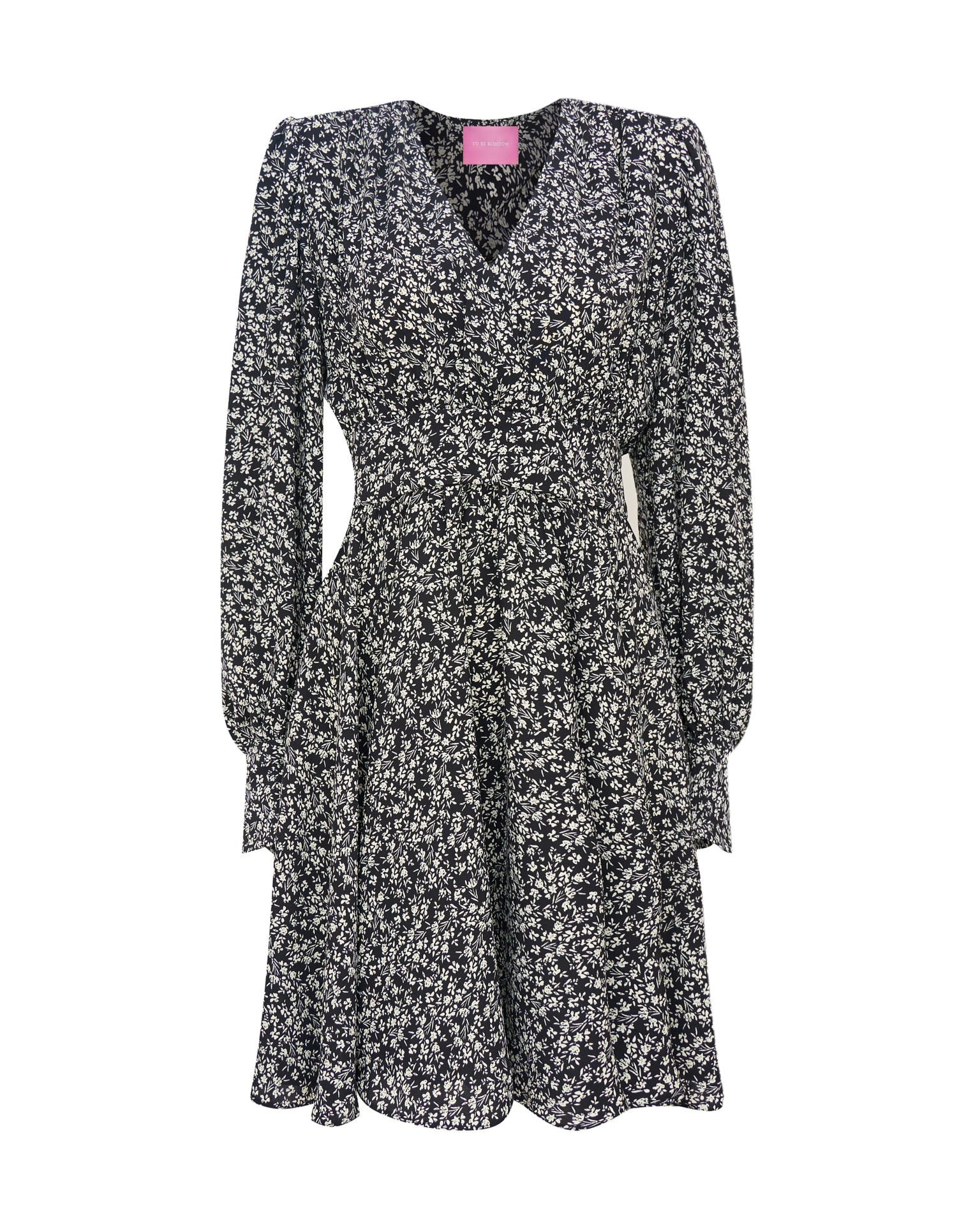 Dress with a v-neck, Black and White