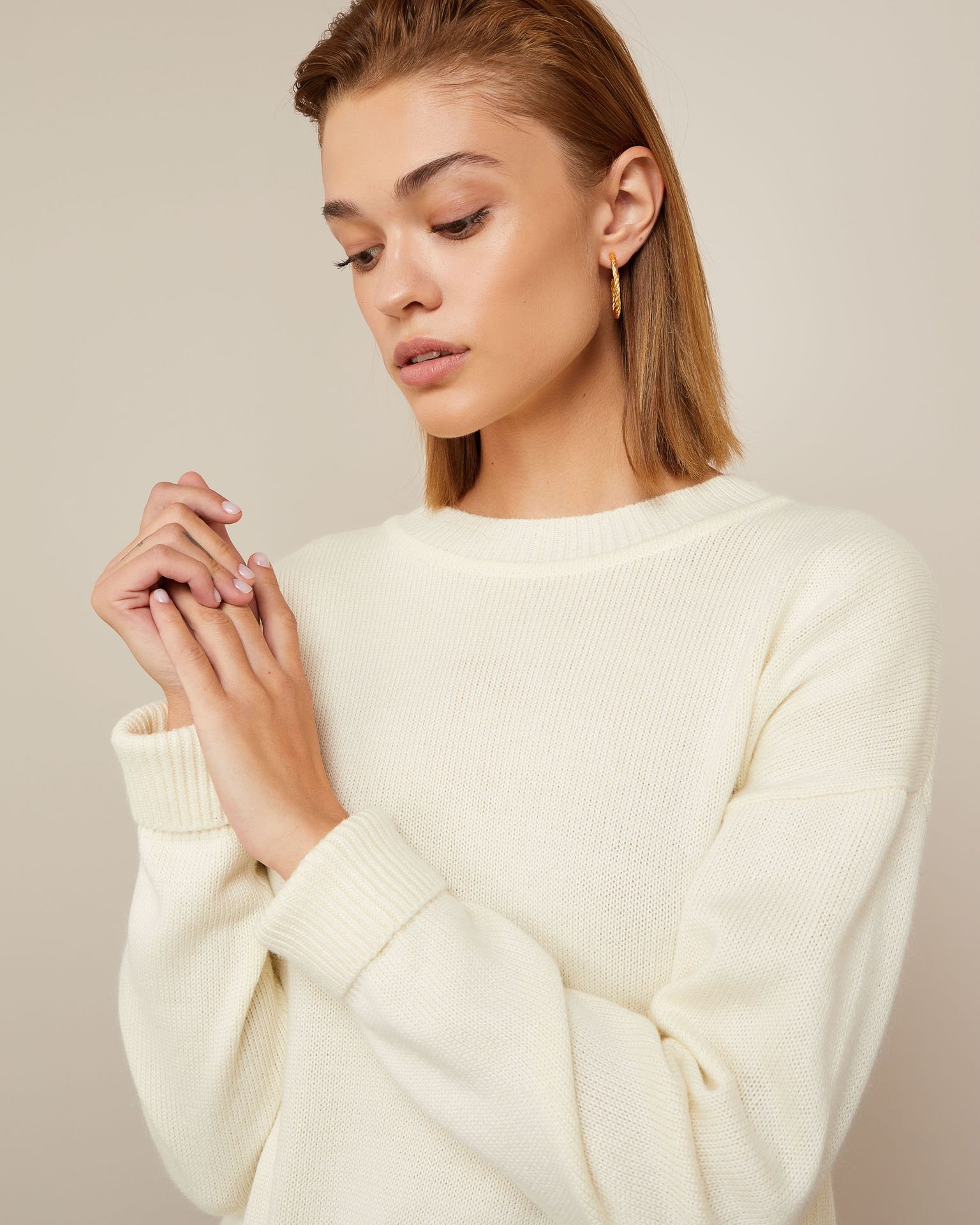 Cashmere and angora wool sweater, Milky — photo 2