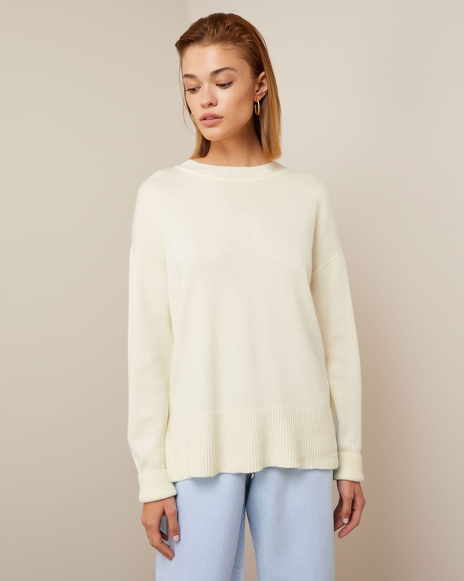 Cashmere and angora wool sweater, Milky — photo 4