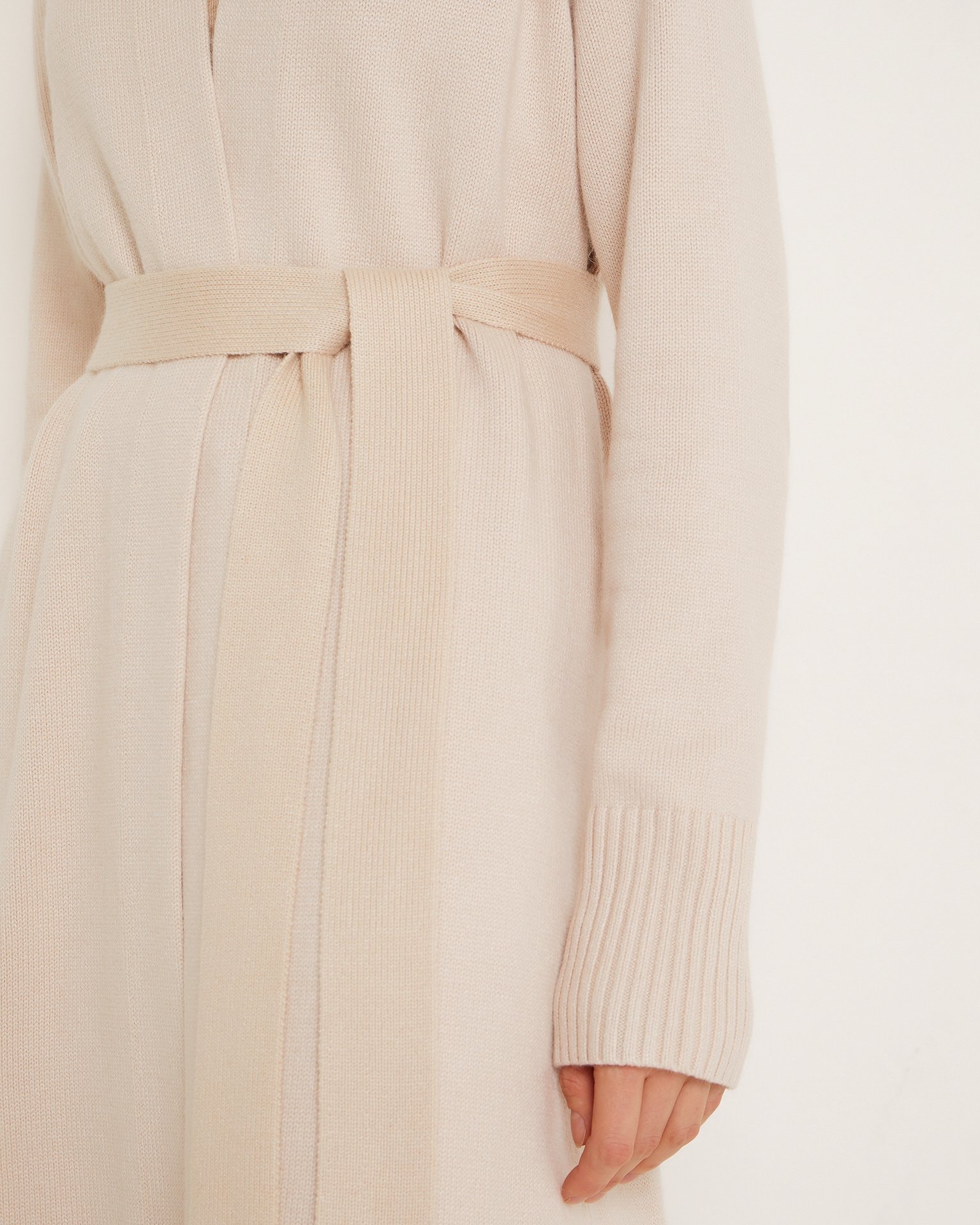 Long hooded cardigan, Beige — photo 8