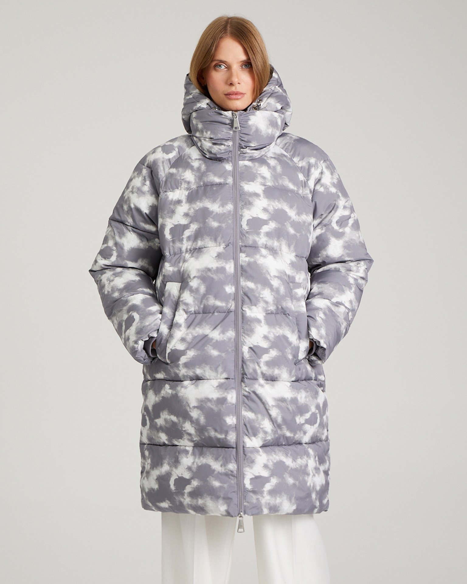 Basic printed puffer jacket, Grey — photo 4