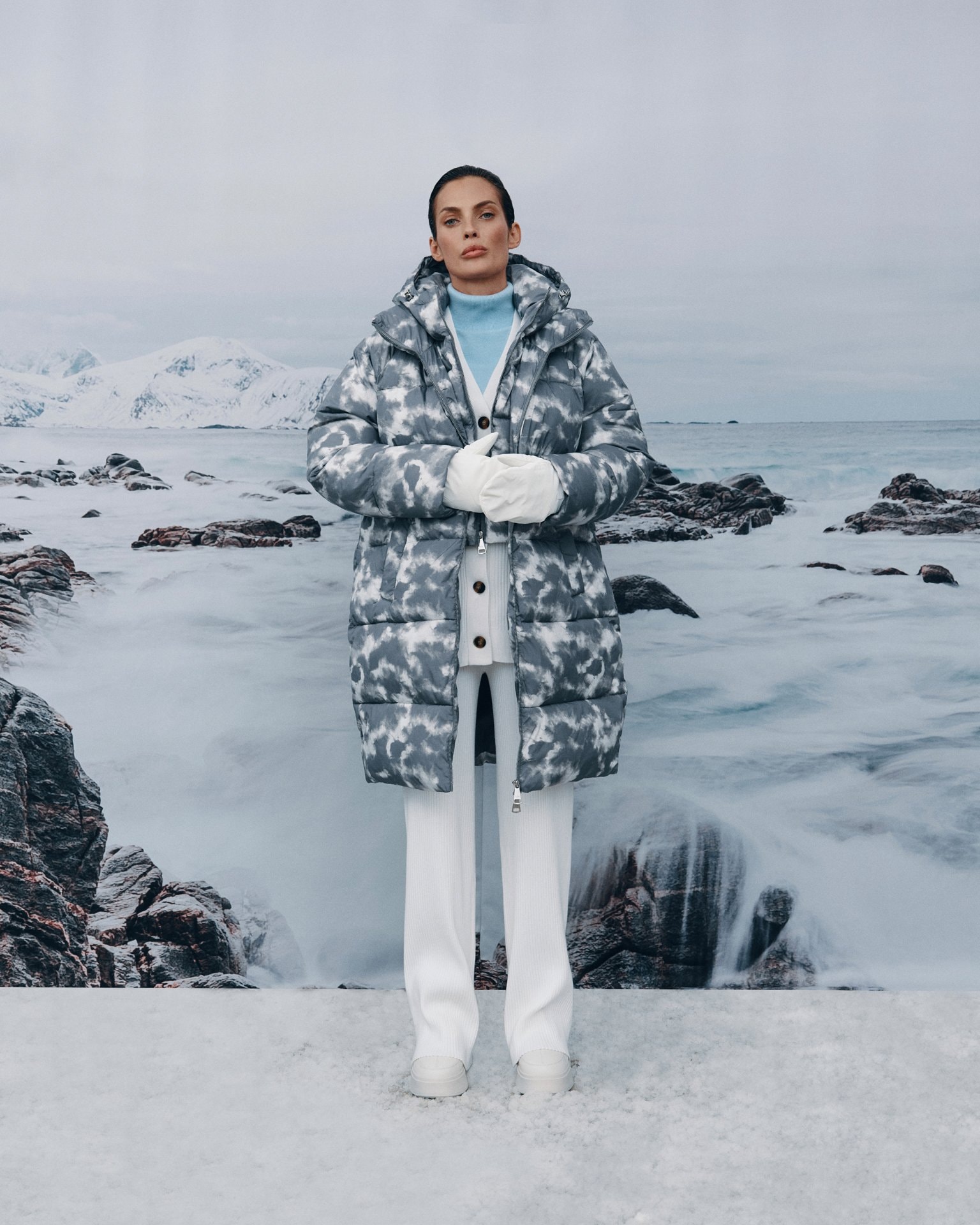 Basic printed puffer jacket, Grey — photo 14