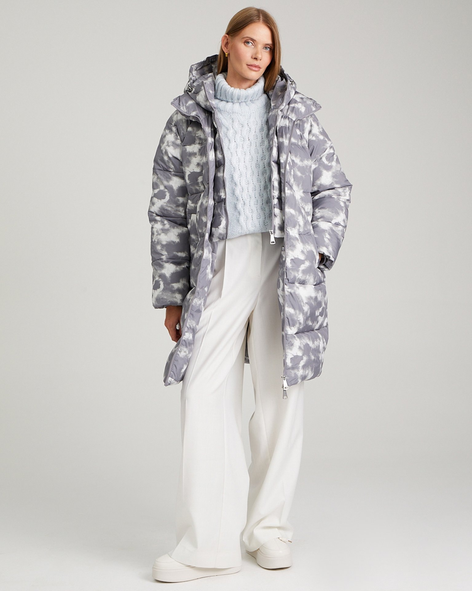 Basic printed puffer jacket, Grey — photo 8