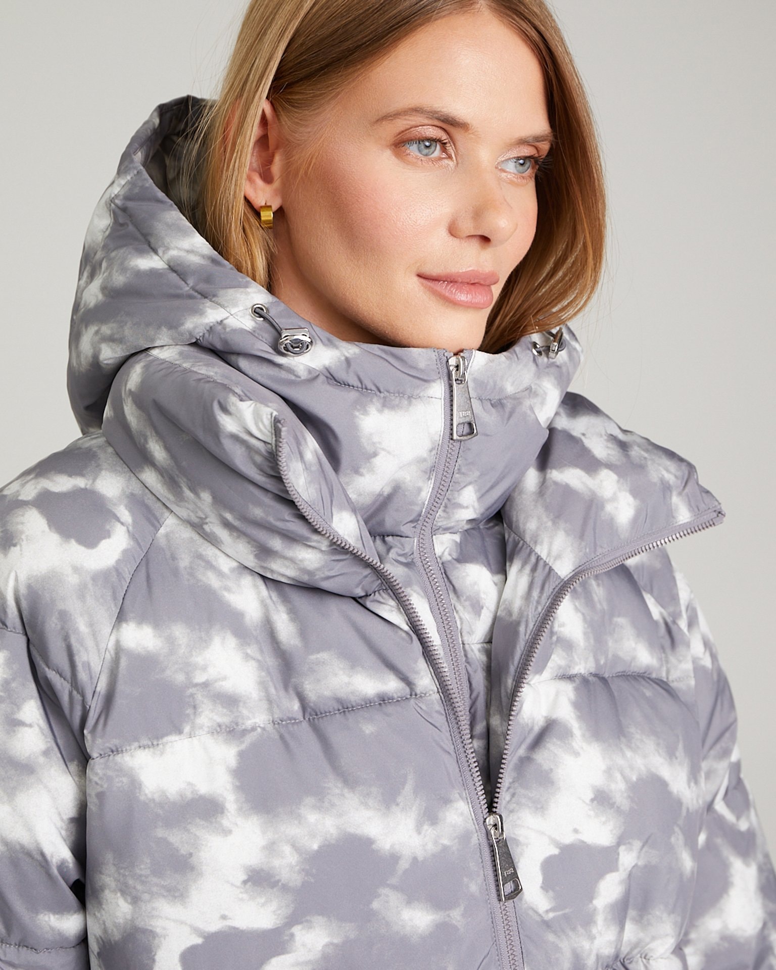 Basic printed puffer jacket, Grey — photo 11