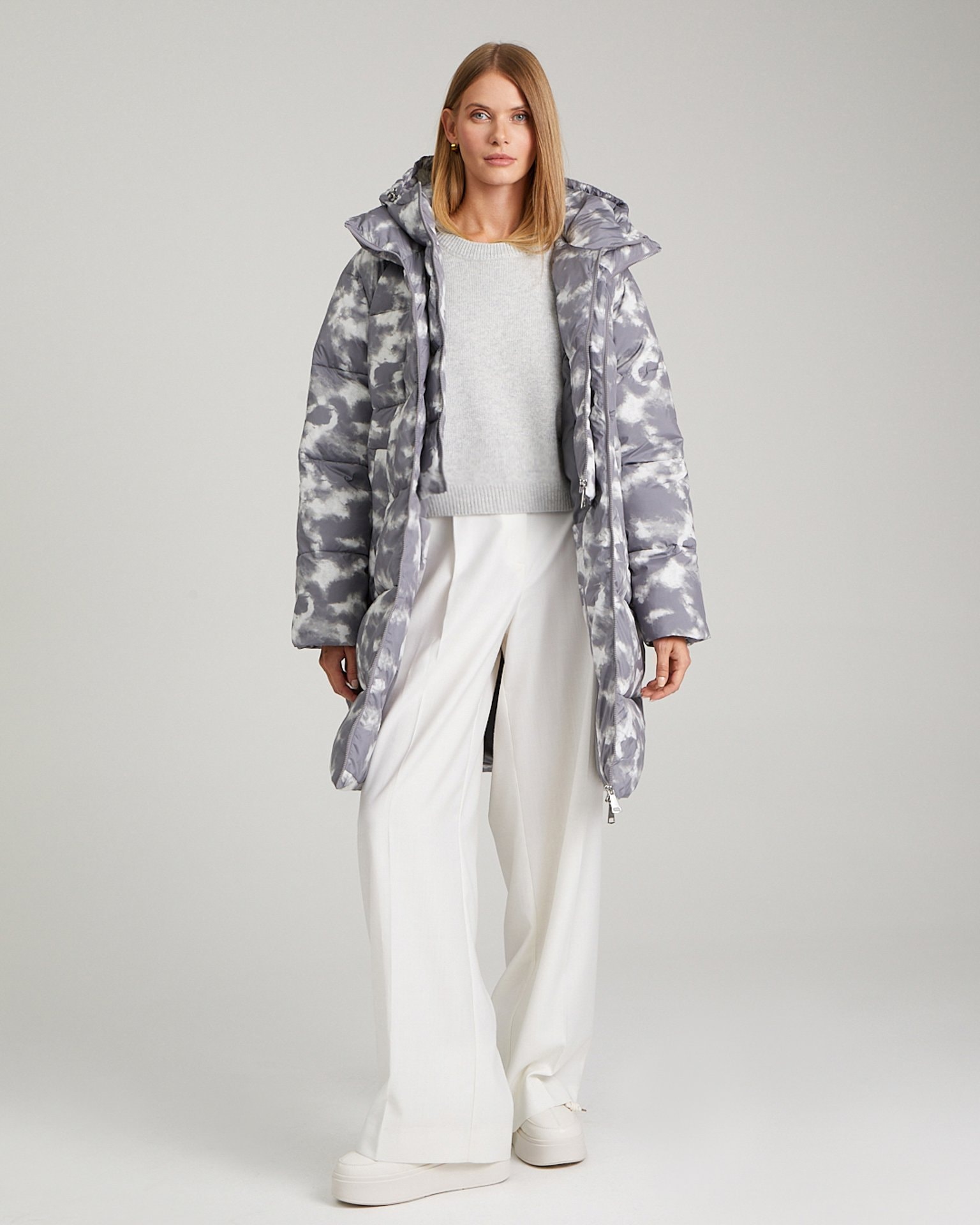 Basic printed puffer jacket, Grey — photo 3