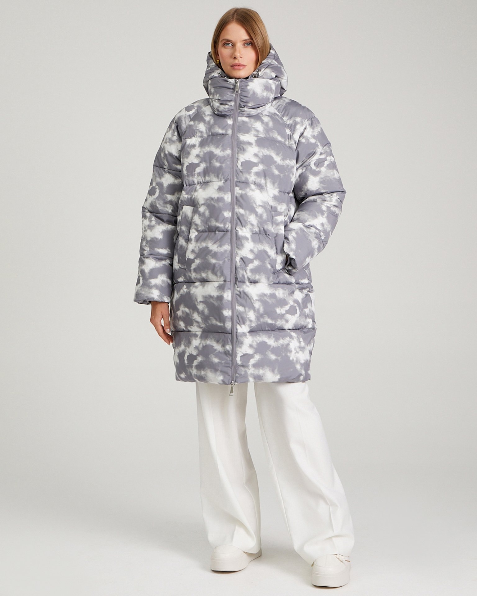 Basic printed puffer jacket, Grey — photo 5