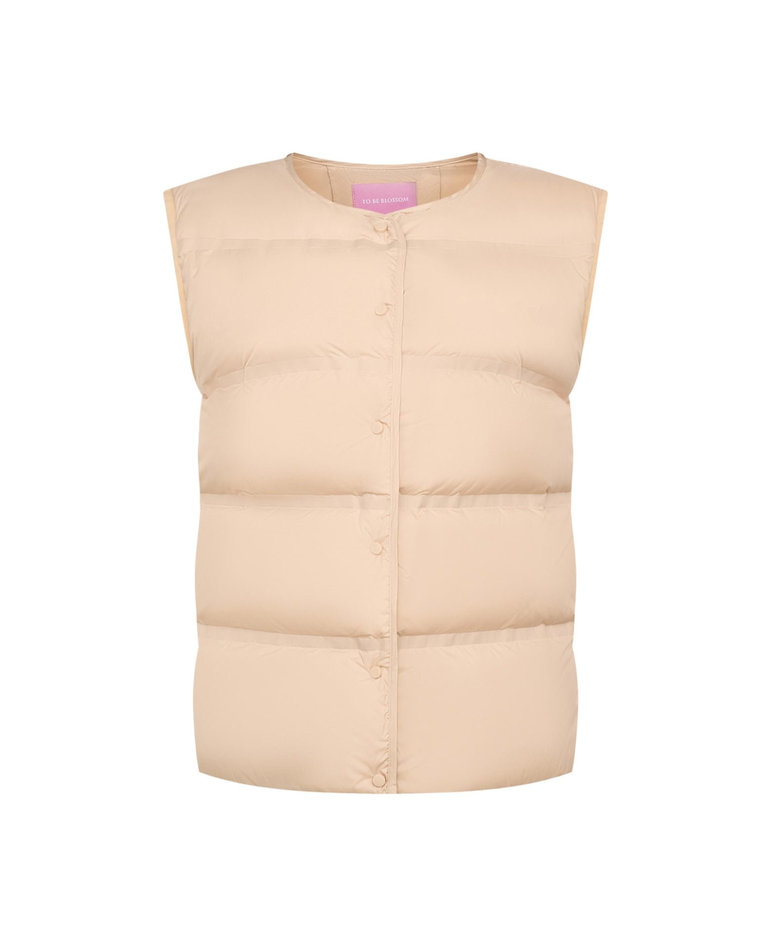 Straight-cut quilted vest, Beige — photo 3